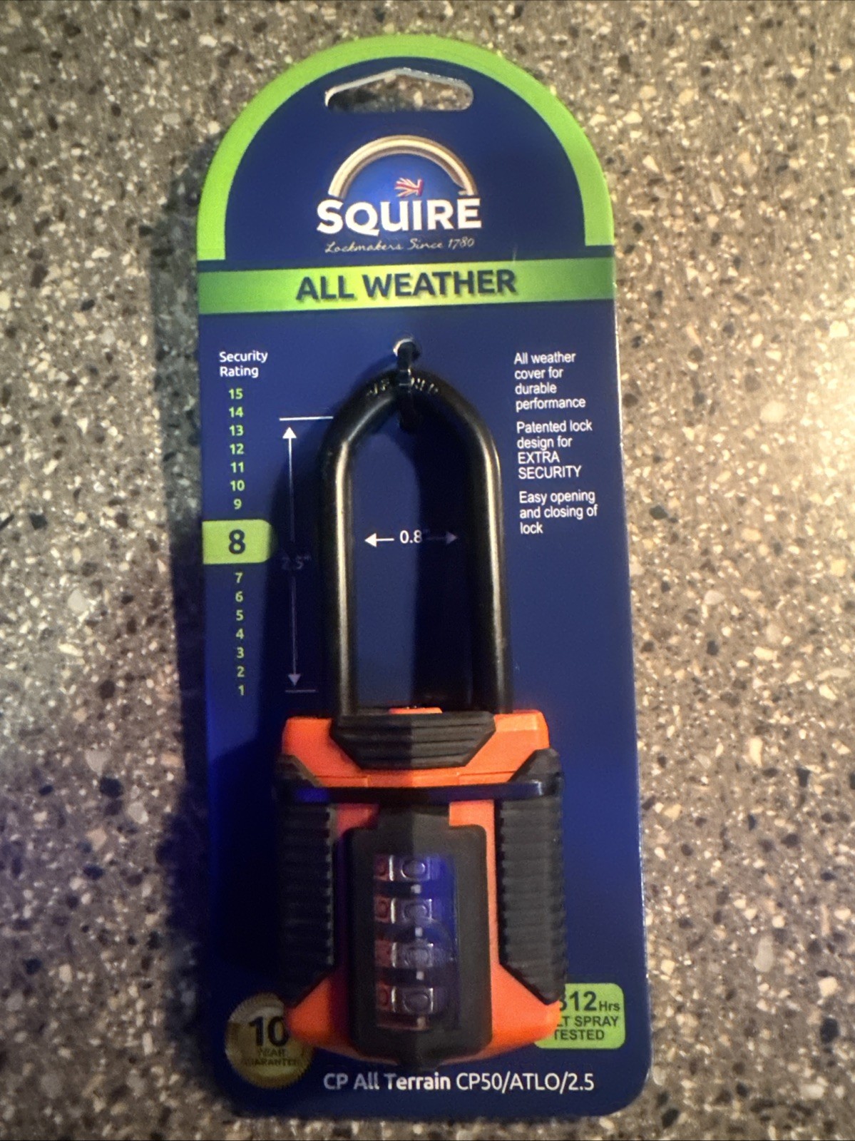 Squire Combination Lock All Weather CP50/ATLO/2.5-Brand New