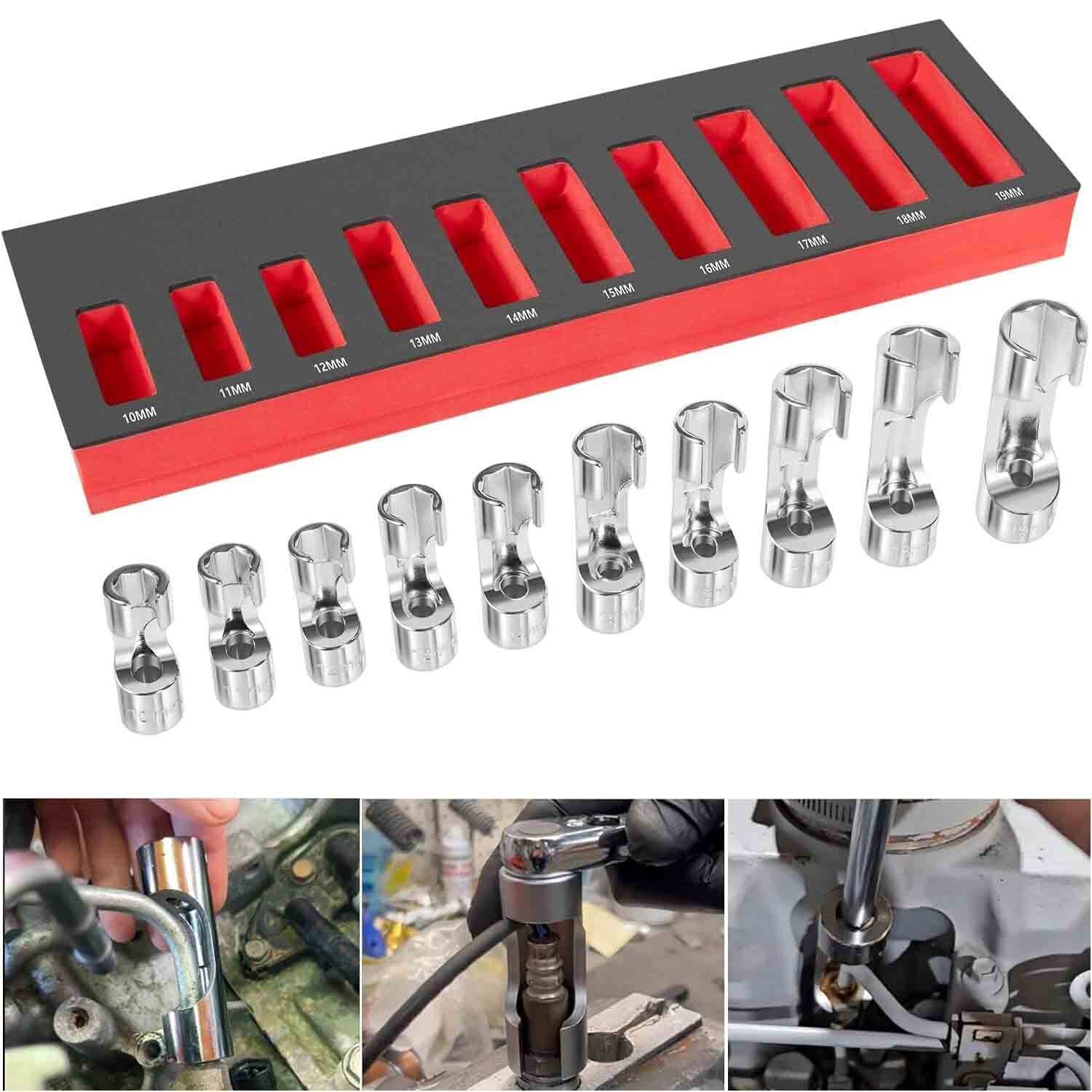 for 12030 Flare Nut Socket Set 10Pcs 3/8" Drive Metric Injector Fuel Line
