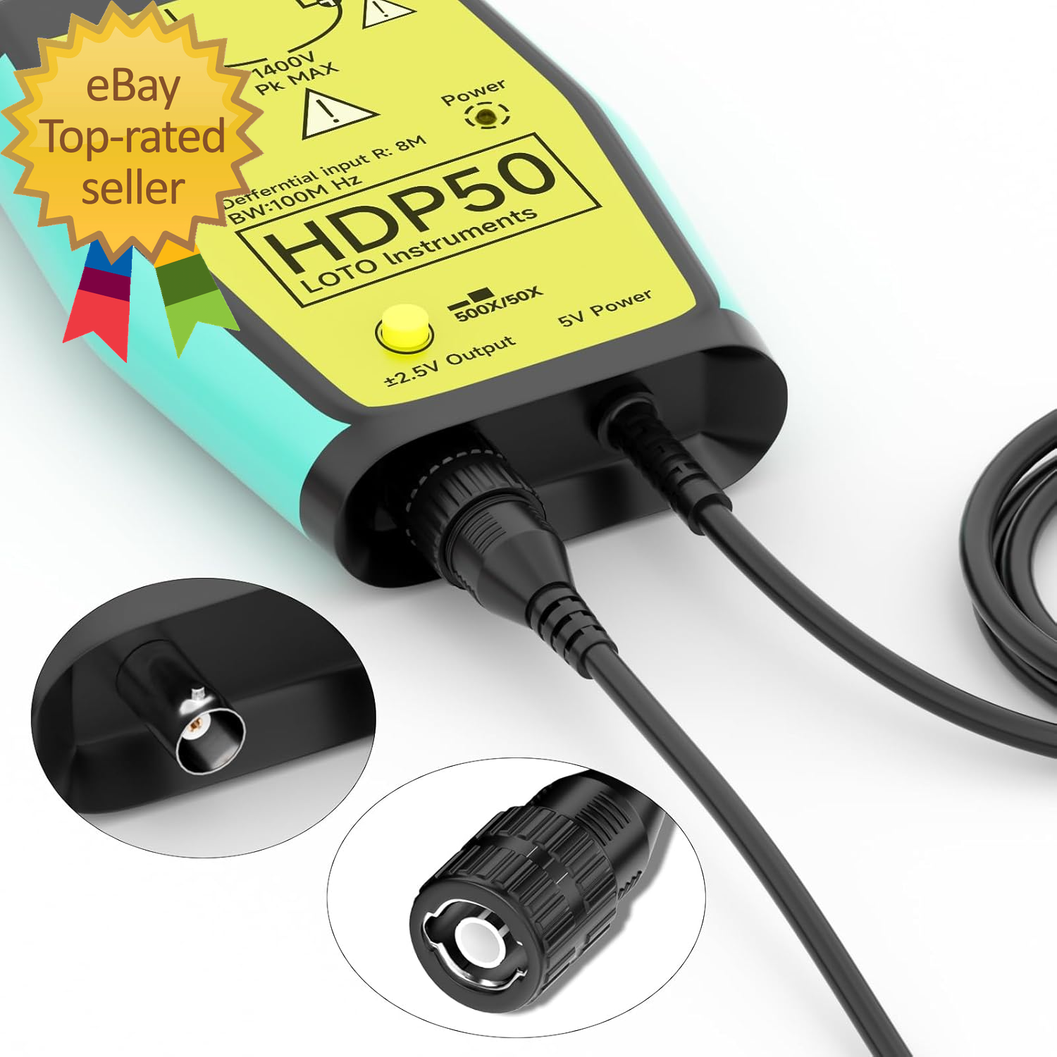 HDP50 High Voltage Differential Active Probe 1400V 100Mhz 50X/500X Attenuation