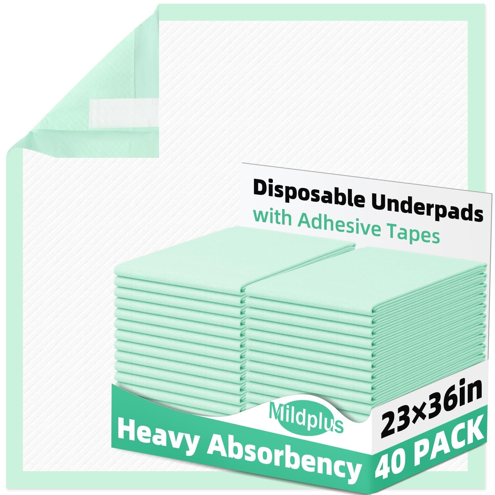 Disposable Underpads with Adhesive Tapes 23'' X 36'' Chucks Pads Heavy Absorb...