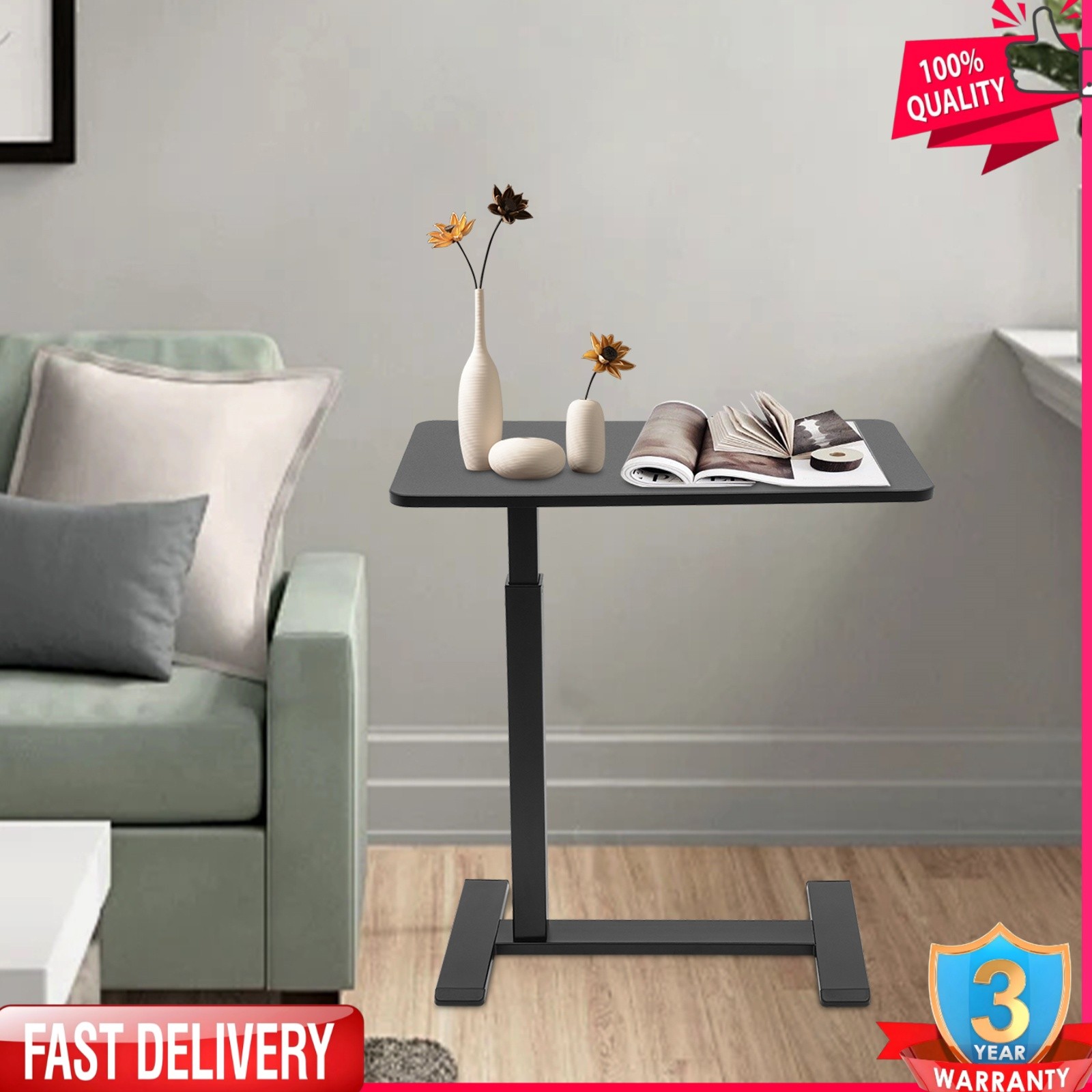Pneumatic Mobile Standing Desk Laptop Desk, Overbed Table Hospital Home Use