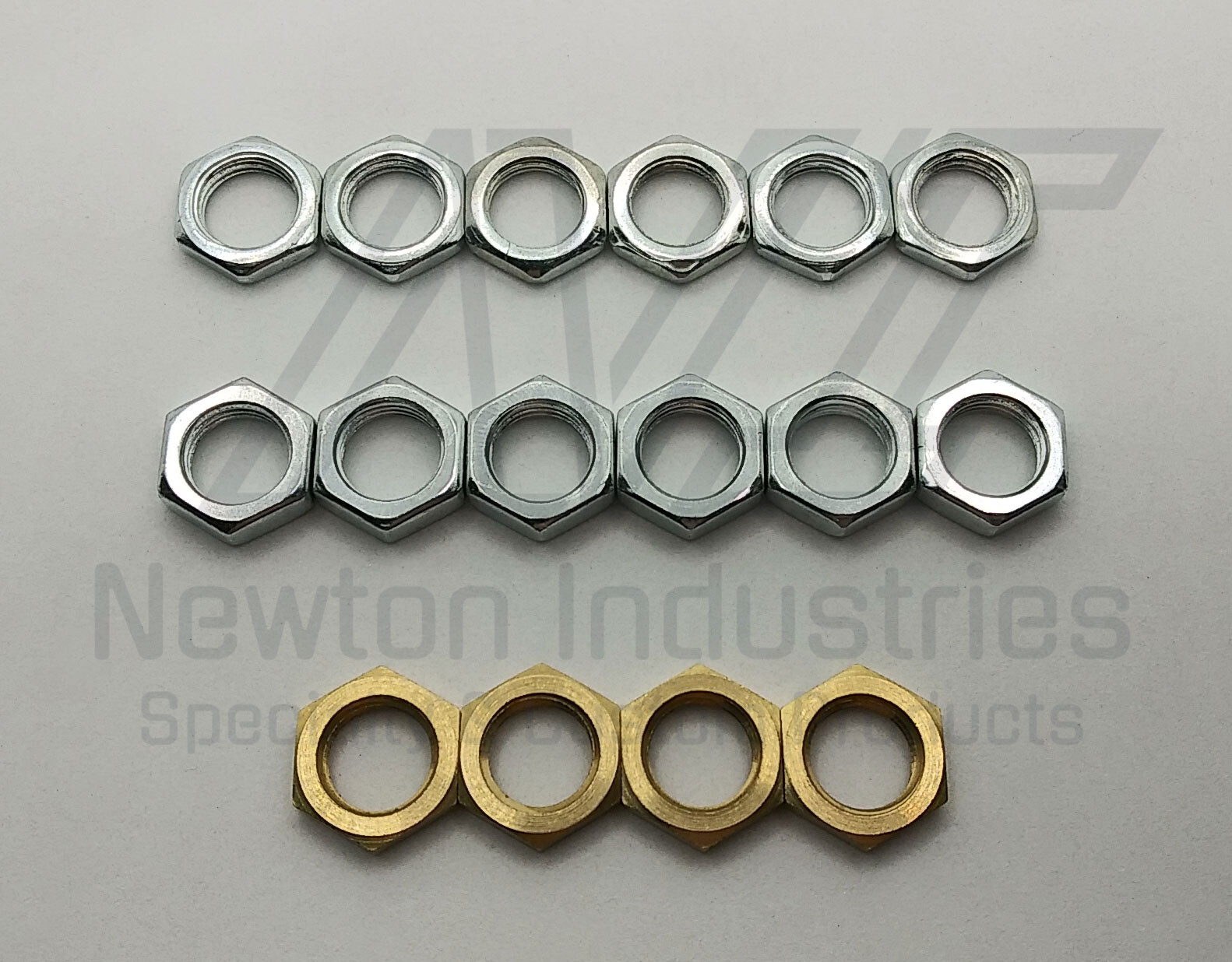 6pcs M10x1.0 Thin Hex Jam Nut - 3mm & 4mm Thick - Steel Zinc, Brass - Lamp Posts