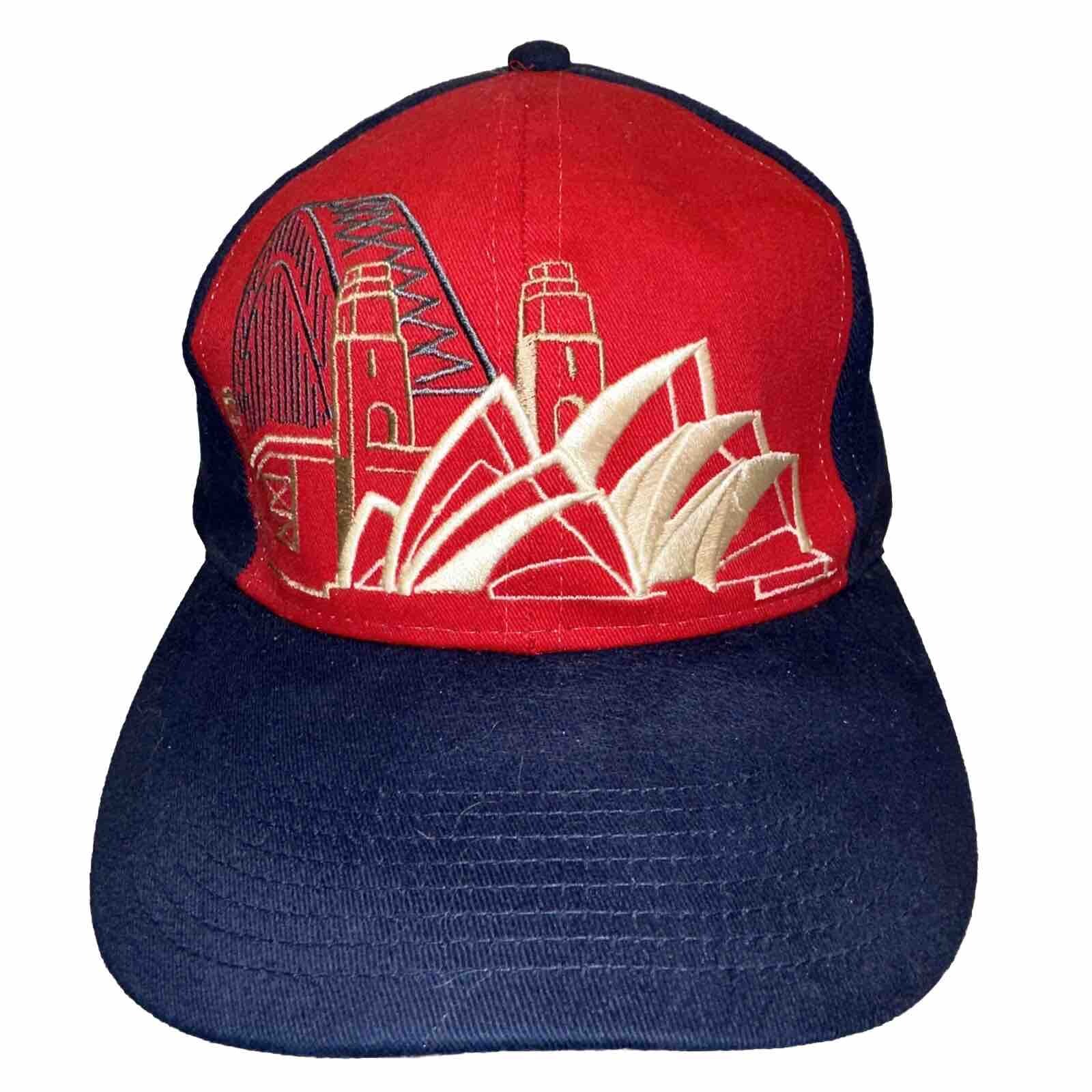 Australia Hat Cap Red Blue Opera House Bridge Embroidery Hook Loop Teal, Yellow