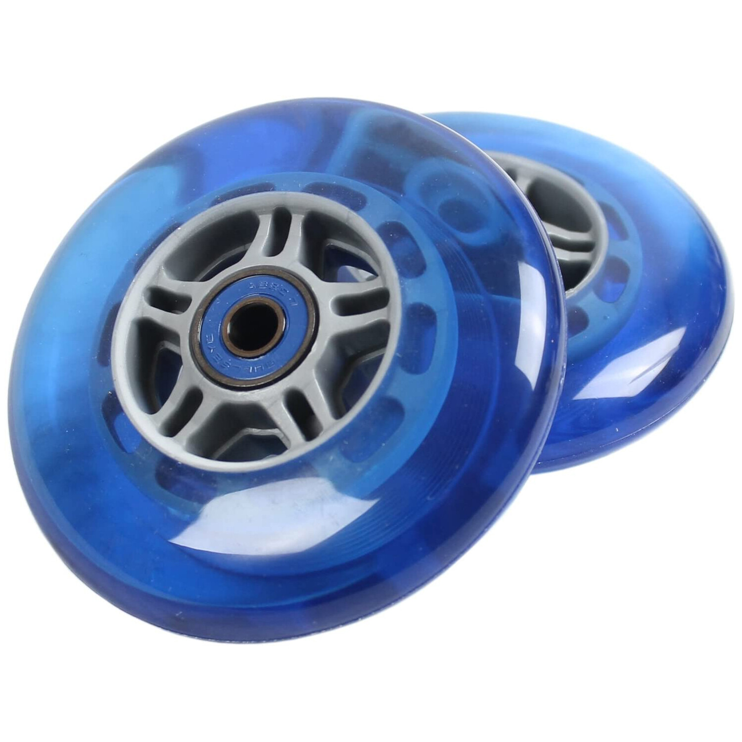2 Blue Wheels W/Abec 7 Bearings for RAZOR SCOOTER 100mm