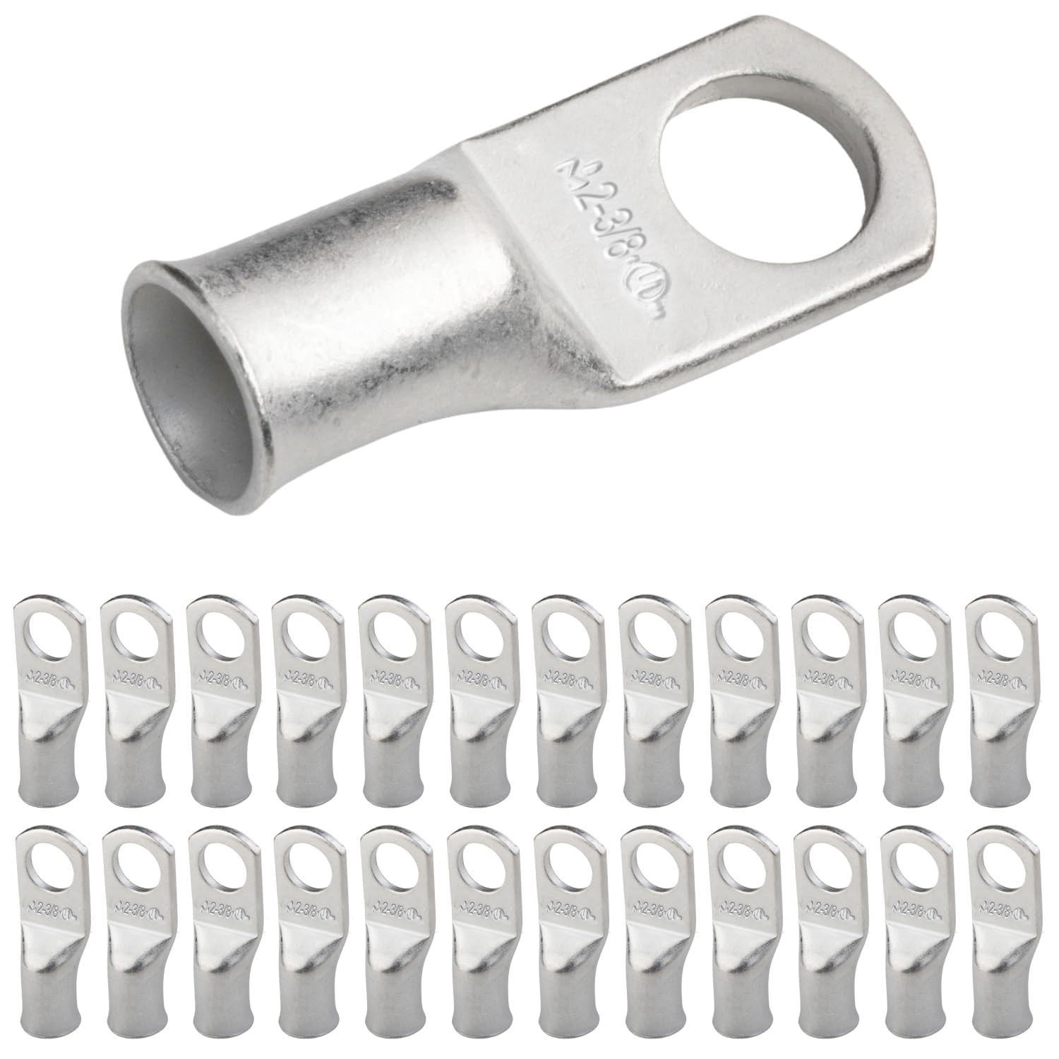 SELTERM 25pcs 2 AWG 3/8 Stud Marine Grade Tinned Copper Battery Cable Lugs, 2...