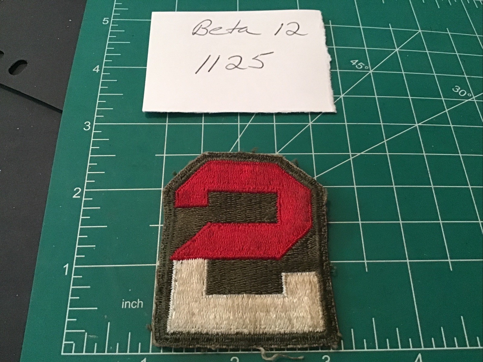 WWII US 2nd Army Shoulder Patch Early Variation Embroidered Cut Edge 2½"