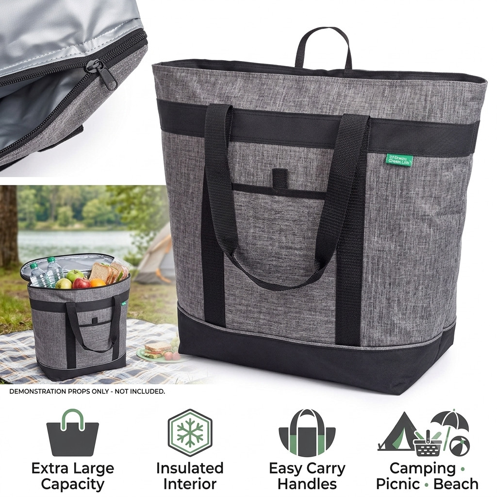 Extra Large Insulated Cooler Bag for Camping Picnic Beach Grocery Shopping