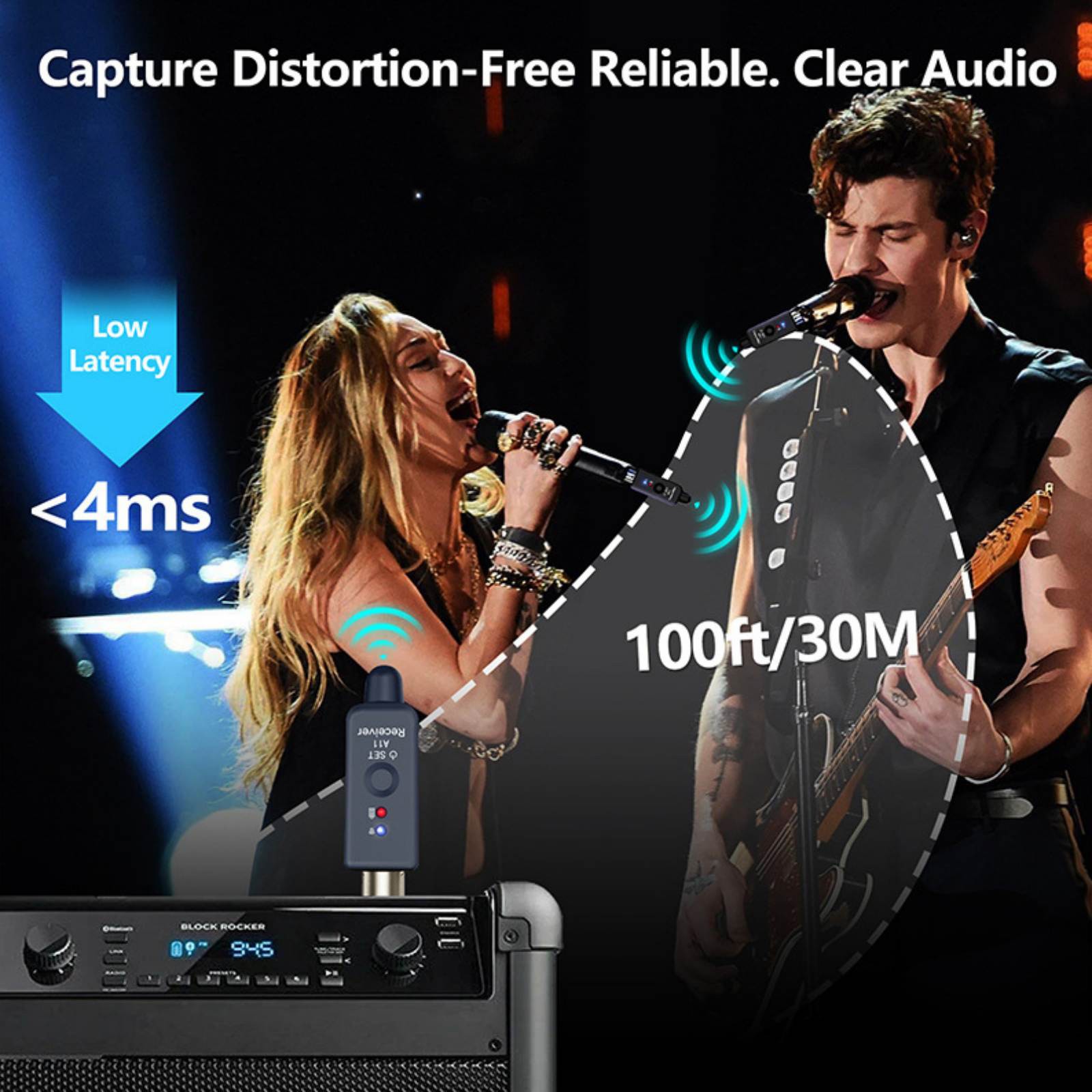 Audio Transmitter&Receiver Wireless Microphone Adapter Versatile Applications