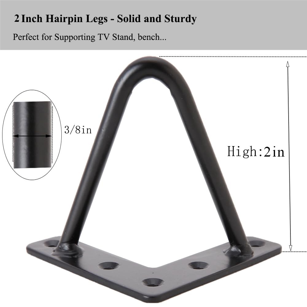 2 Inch Hairpin Legs Solid Steel Furniture Table Feet 4pcs, Heavy Duty Hairpin...