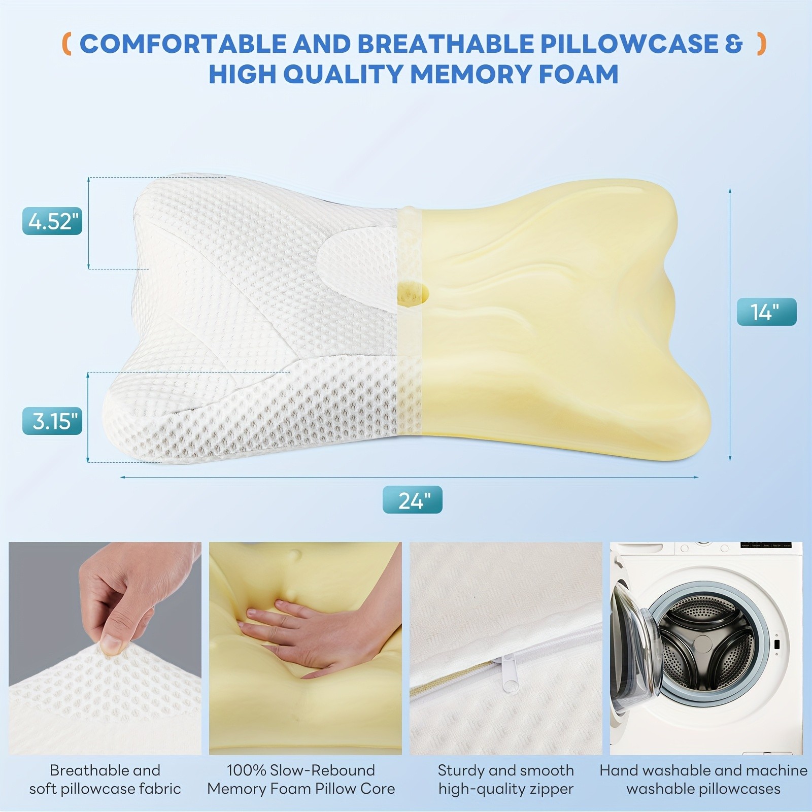 Queen size neck pillow, white/gray