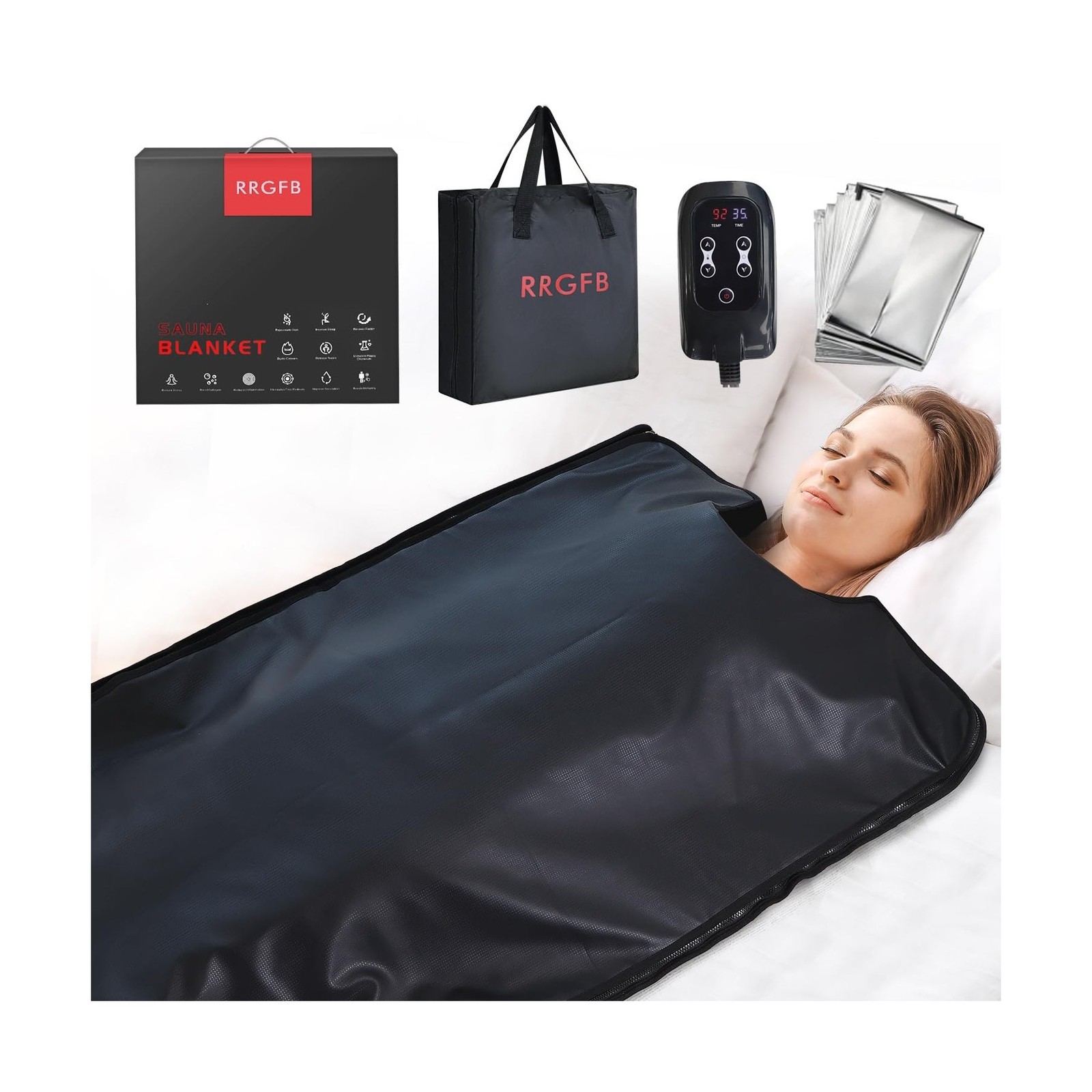 Infrared Sauna Blanket, Durable PU Leather Cover Detox & Relaxation at Home A...