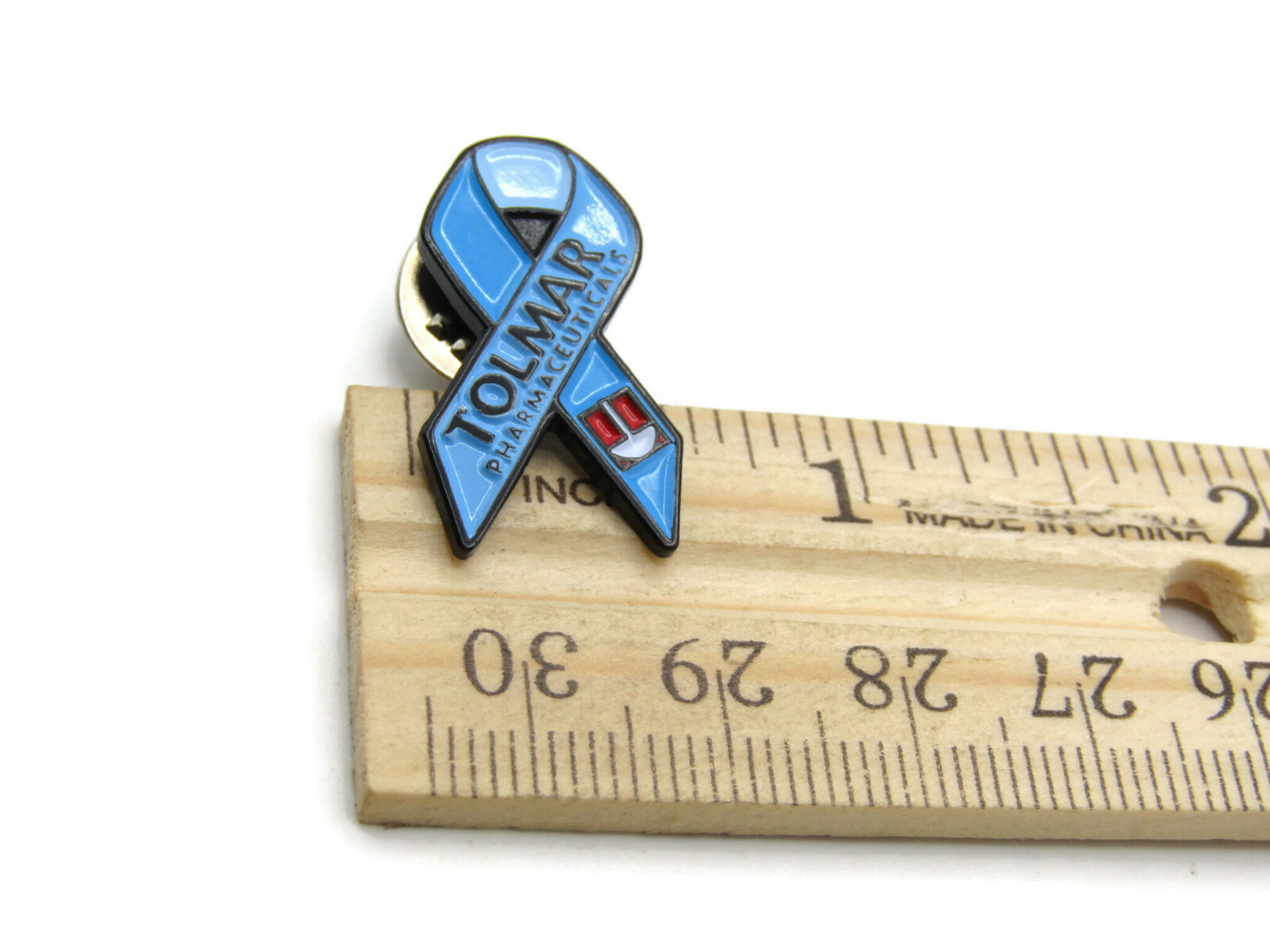 Tolmar Pharmaceuticals Lapel Pin Blue Awareness Ribbon Medical Rep Collectible