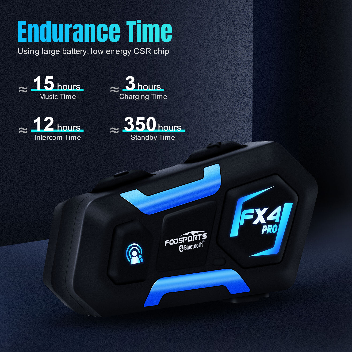 4X FX4 1KM Motorcycle Helmet Interphone 4Way Bluetooth Intercom Headset Wireless