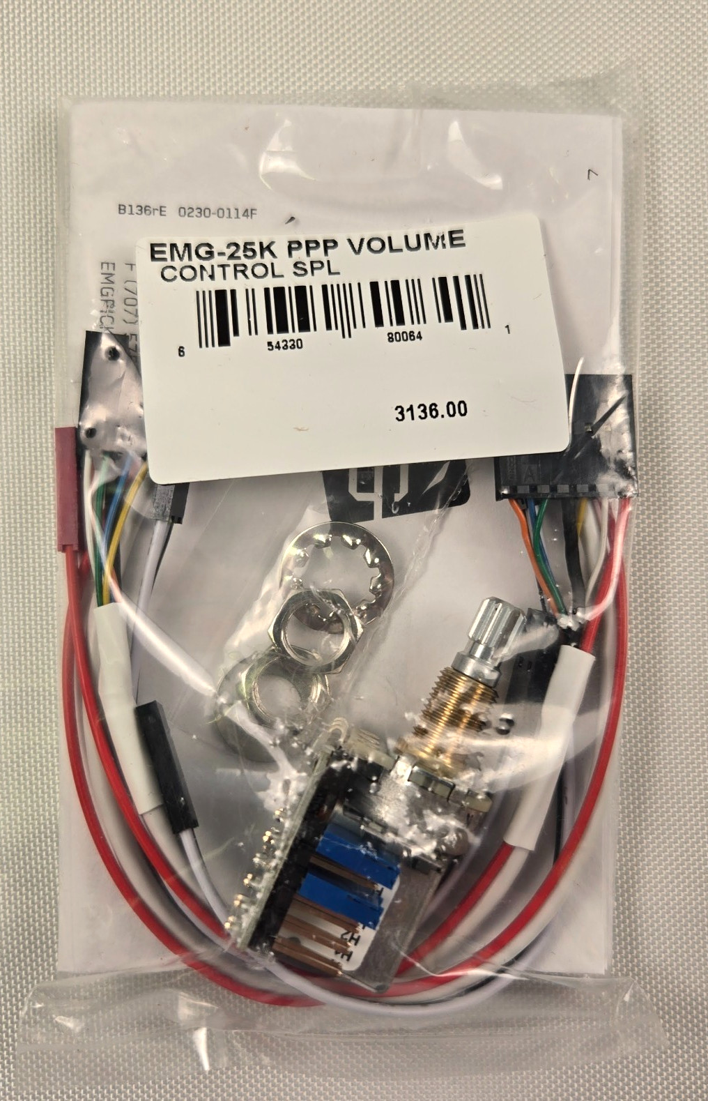EMG 25k Solderless Push/Pull PPP Volume Control SPLIT SHAFT Pot 3136.00