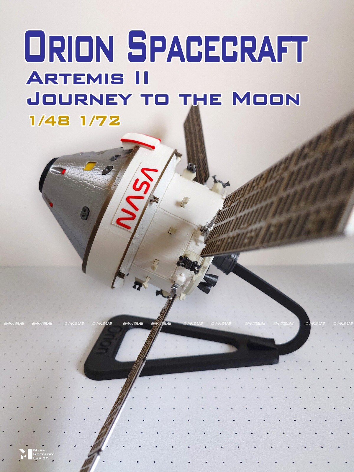 1/48 Scale NASA Artemis Program Orion Manned Crew Capsule 3D Painted Model Set