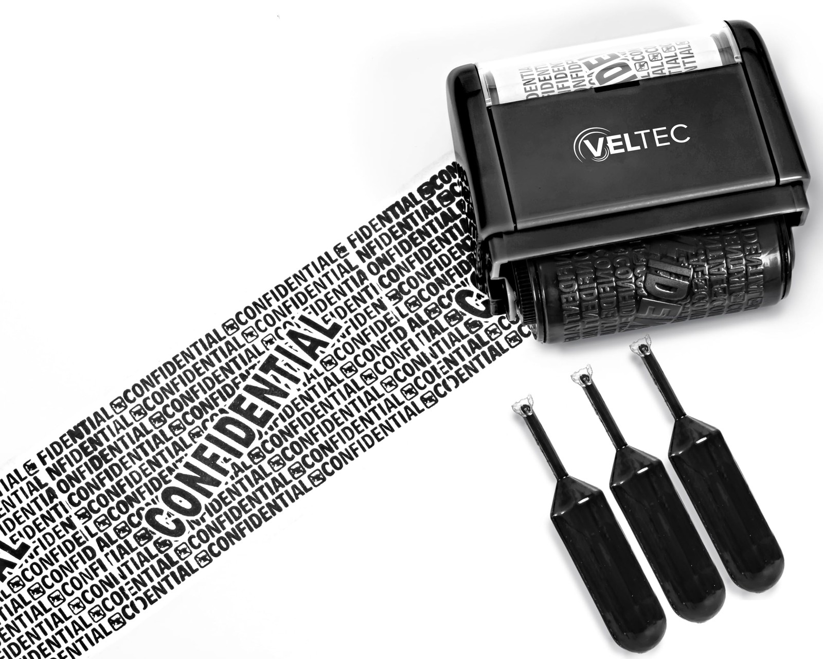 ID Protector Ink Roller - Identity Theft Protection Roller Stamp Set (Black, .