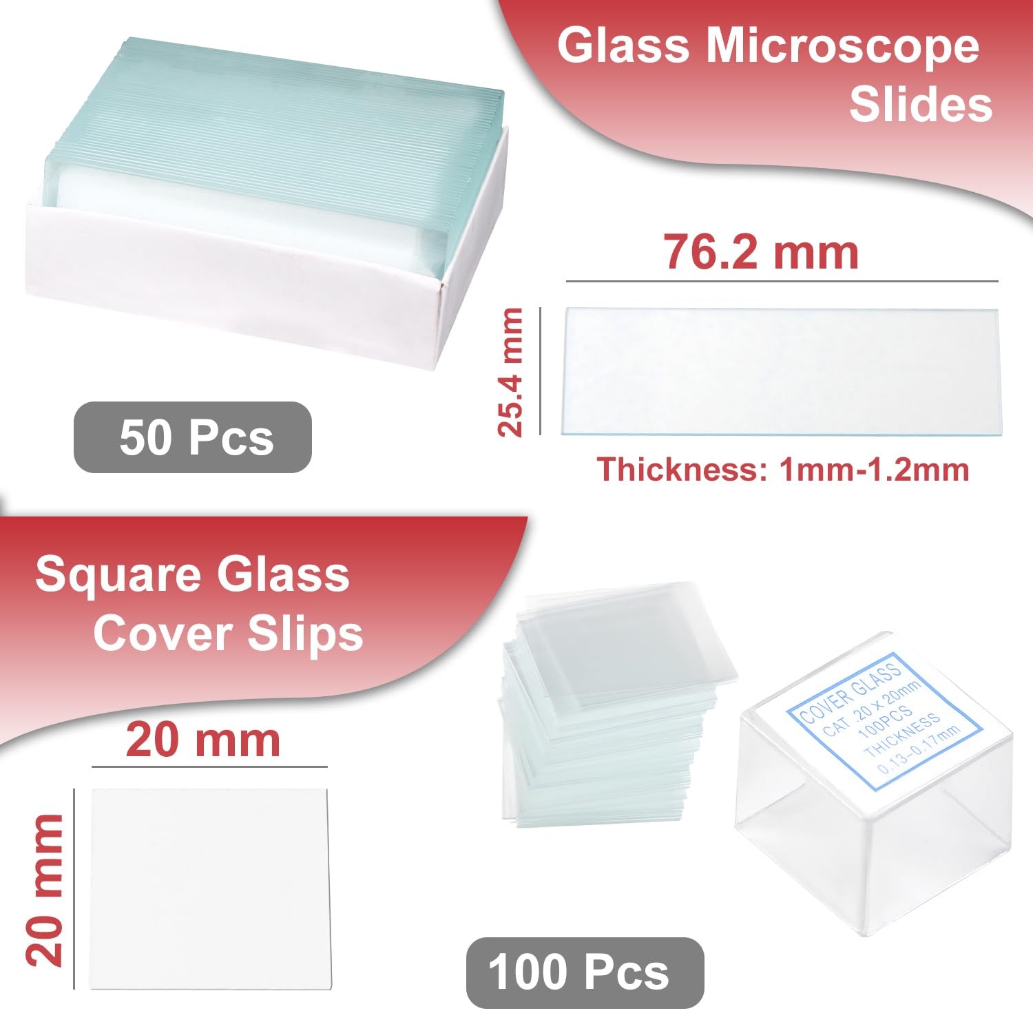 Microscope Slides Clear Glass 50 Pcs Blank Ground Edges 1"...