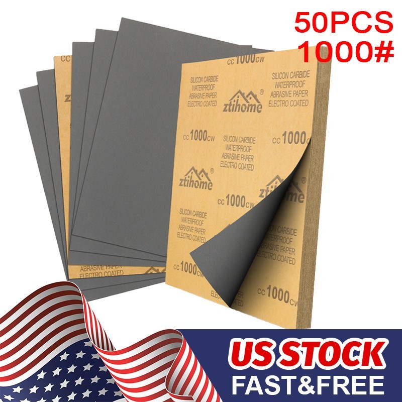 50Pcs Wet & Dry 1000 Grit Sandpaper 9x11" for Auto Body Repair Polishing Sanding