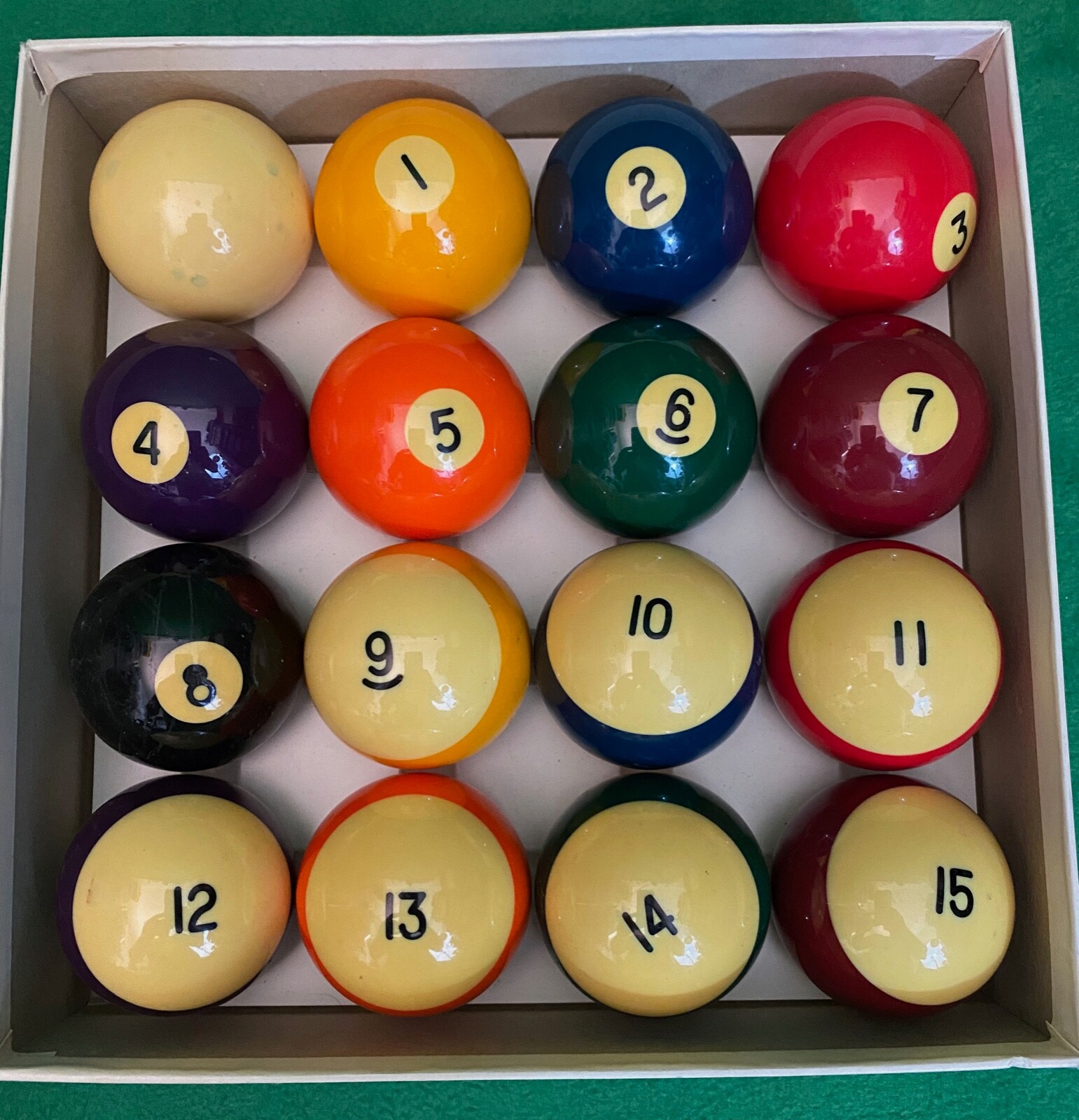 Vintage Aramith Belgian Imperial Crown Billiard Ball Set.