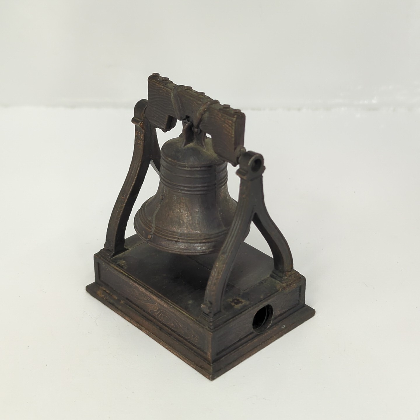 Vintage DieCast Metal Bronze Liberty Bell Rings Collectible Pencil Sharpener
