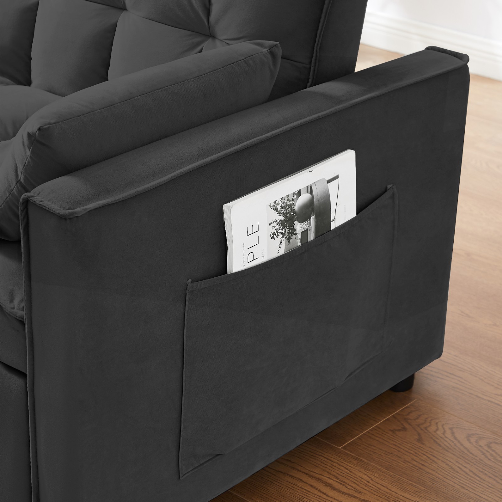 3 in 1 Modern Convertible Sleeper Sofa Bed Loveseat Couch for Small Spaces Black