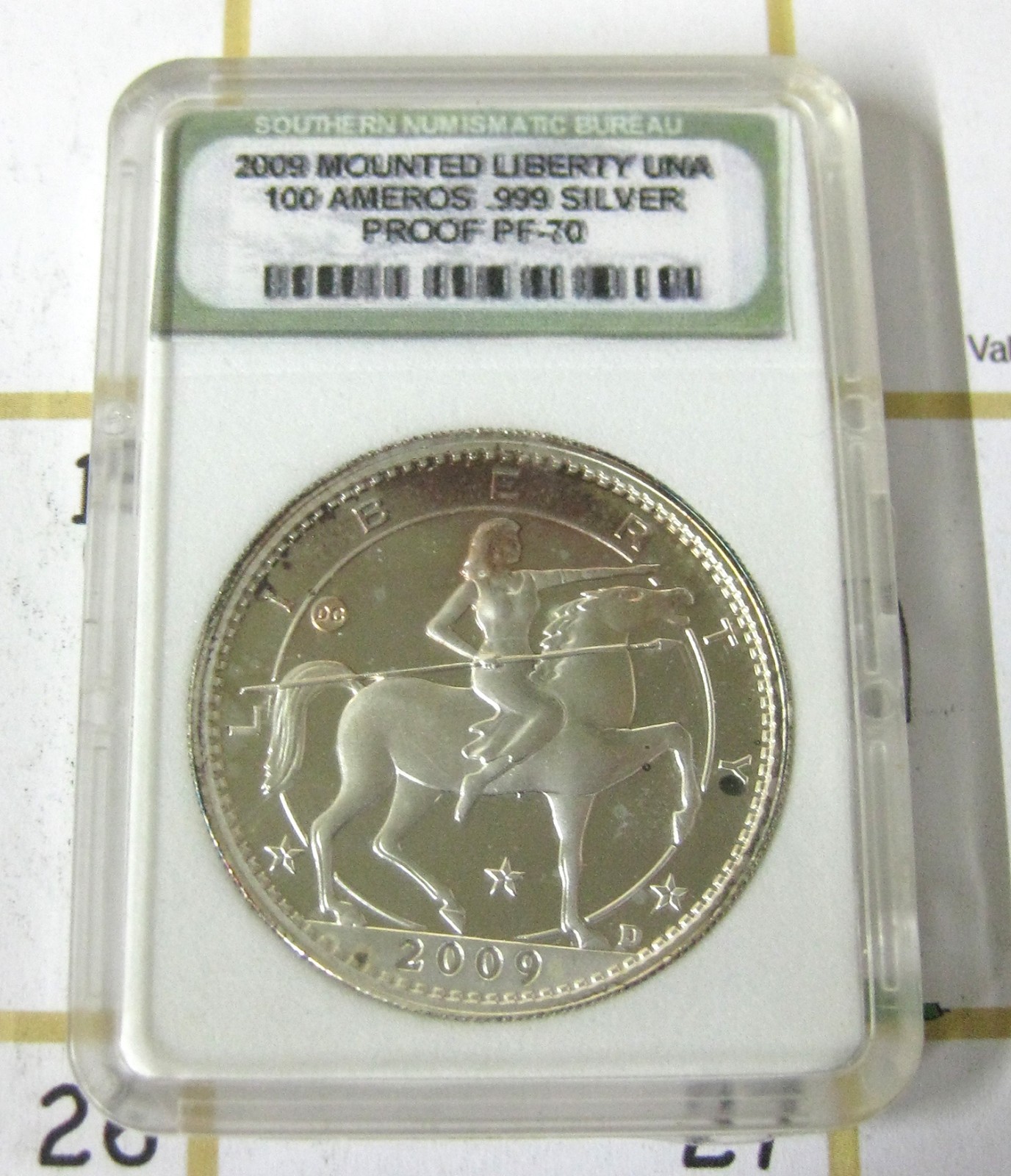2009 Union Of North America 100 Ameros .999 SILVER 1 oz Coin Moonlight Mint BINo