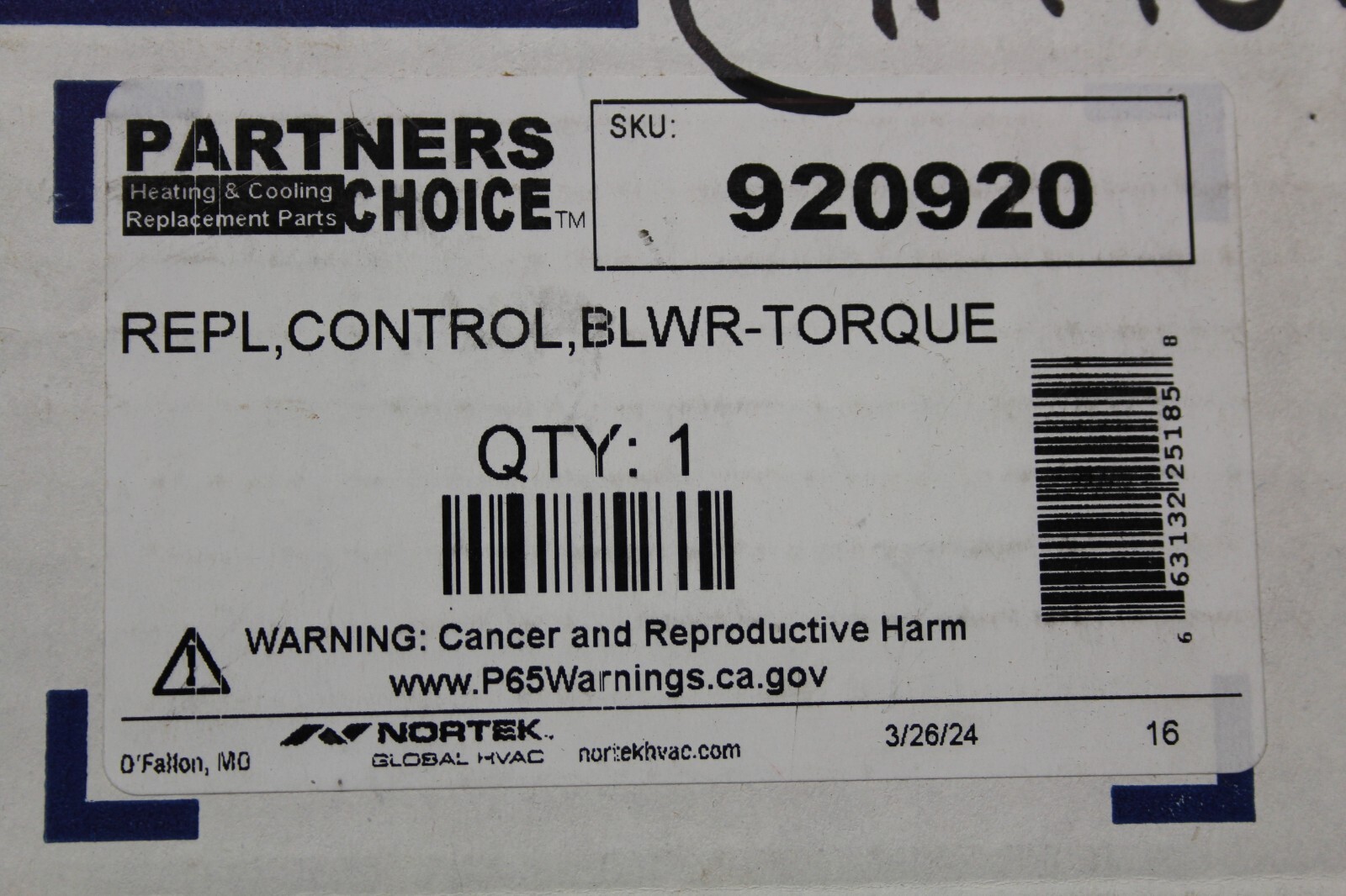 NORTEK 920920 Fan Blower Control Board BLWR-TORQUE