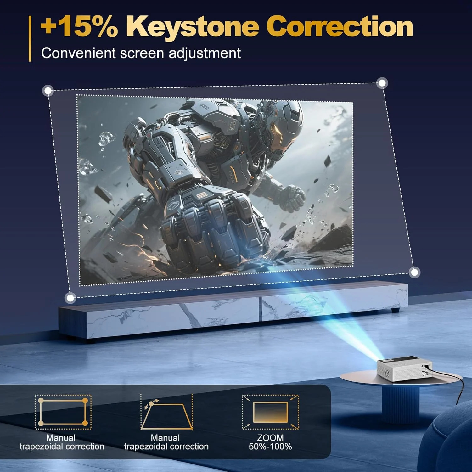Smart support for 4K projectors,Comes with a mini stand ,Mini Projector with Ste