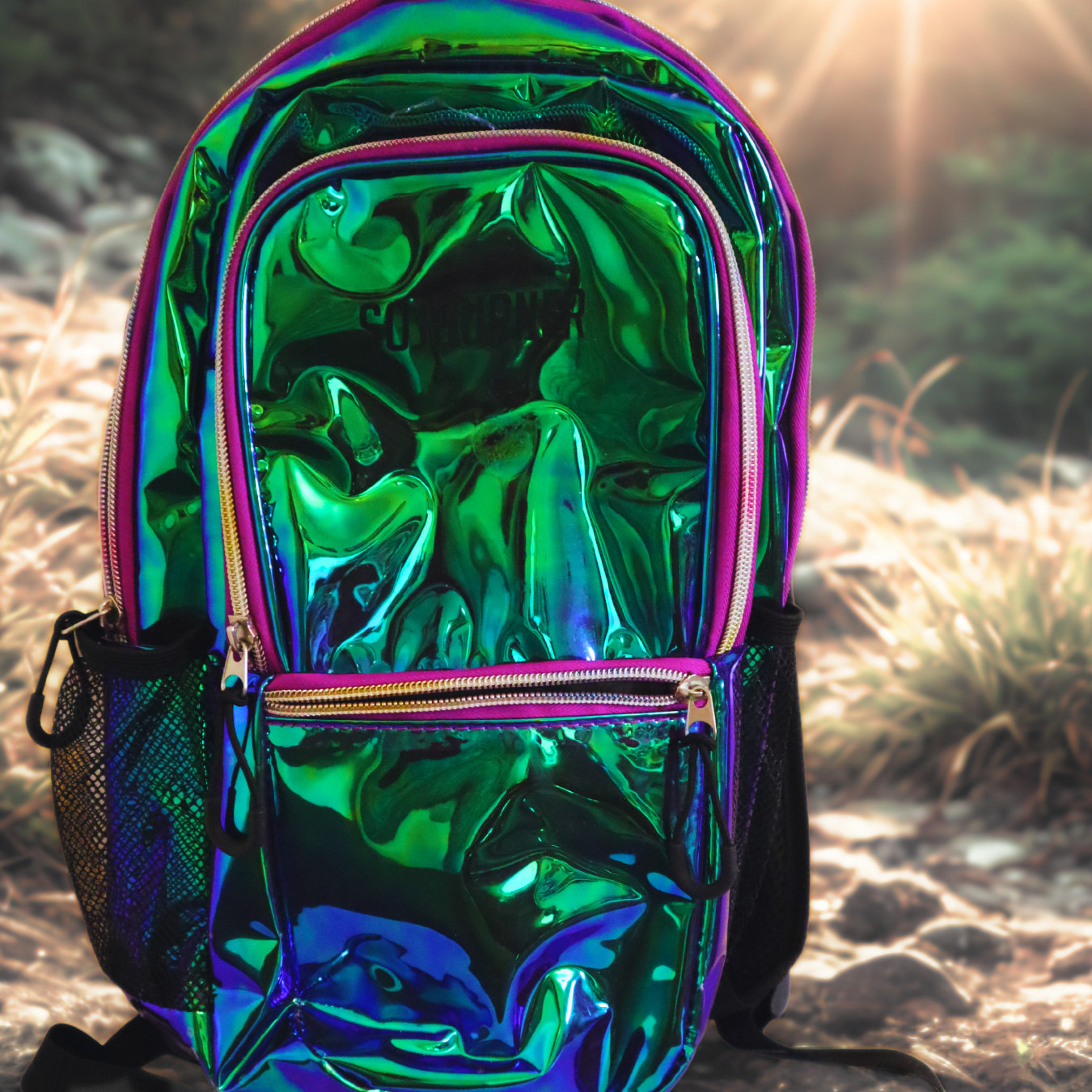 Sojourner Backpack Rave Hydration Pack Holographic Green Pink 2 Liter OS Bag