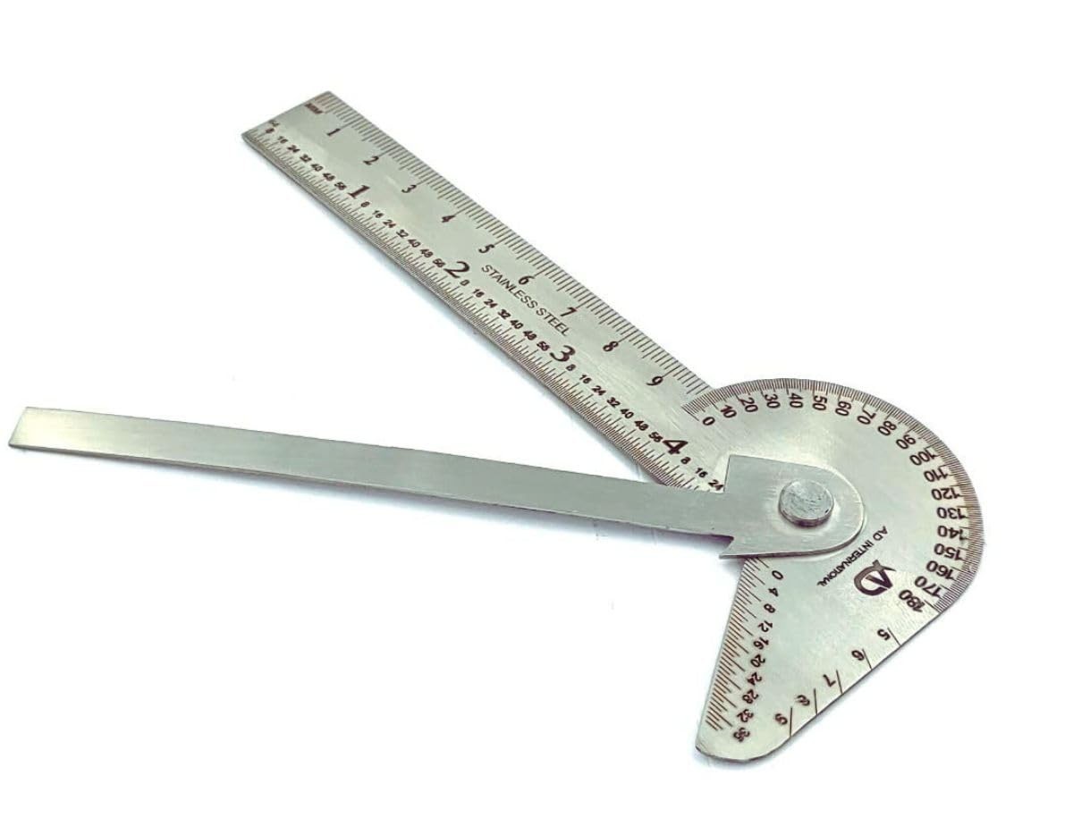 6 in 1 Multi Purpose Protractor Square Rule Centre Finder Divider Drill Point Ga