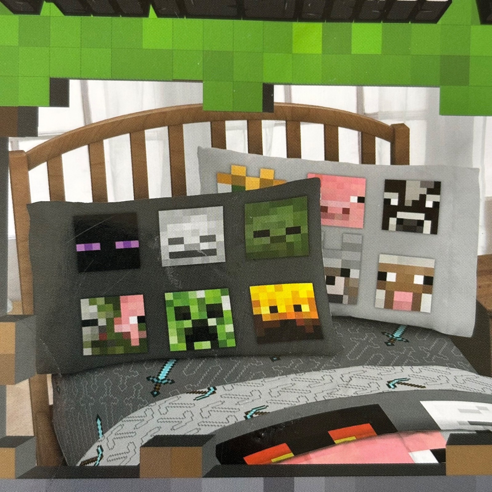 Minecraft Reversible Standard Pillow Case. New. 1 Pack. Enderman, Creeper, Etc