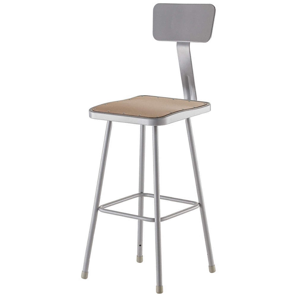 NATIONAL PUBLIC SEATING 6330B Square Stool,Welded Tube Leg,Gray,43"H 8RNU4