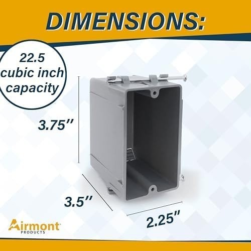 (16 Pack) 22 Cubic Inch Plastic Electrical Box, Grey Deep Outlet Box