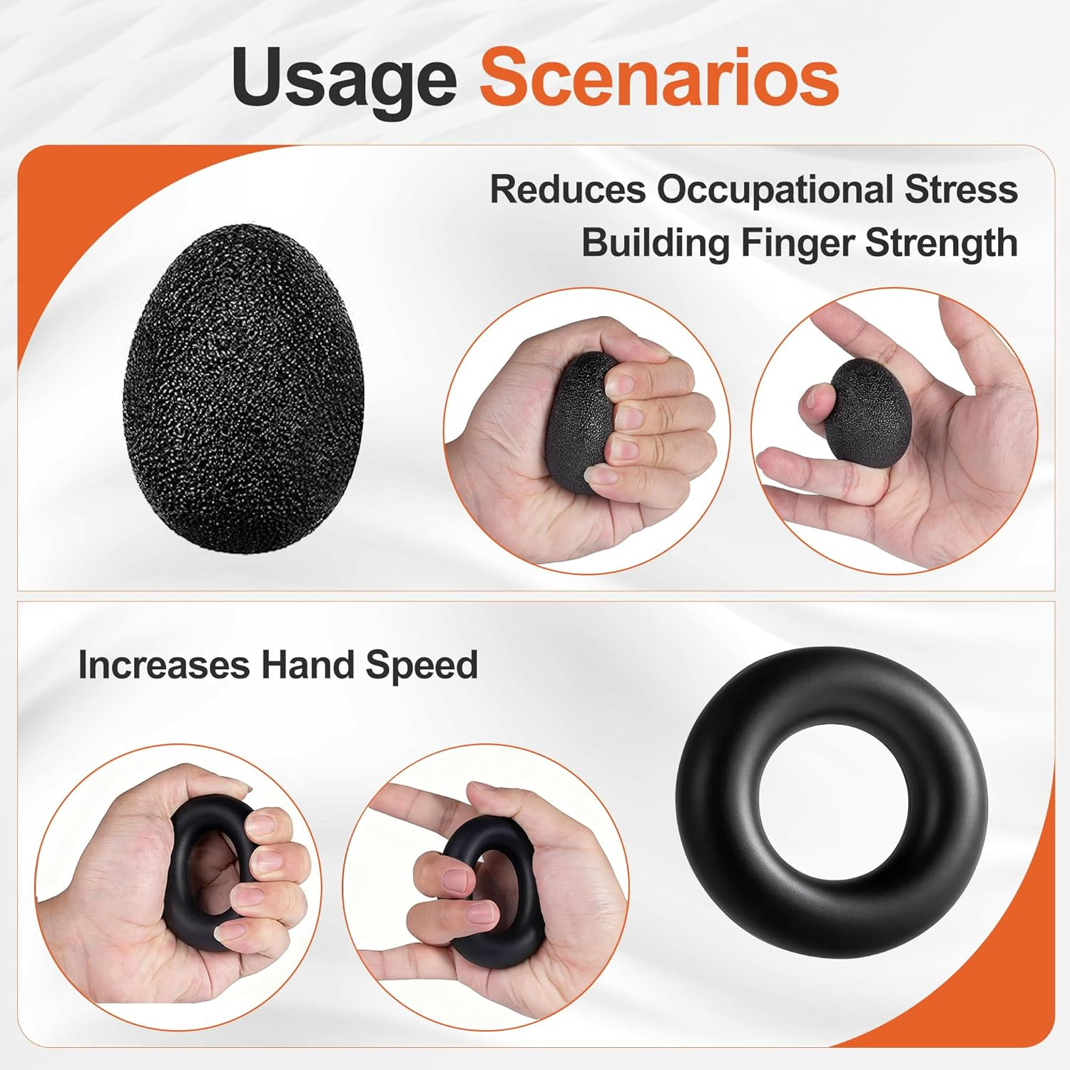Grip Strength Trainer Kit (5 Pack) Adjustable Resistance Hand Gripper,Finger Exe