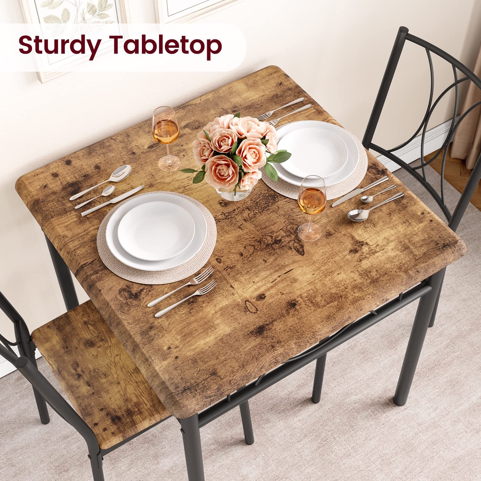 ✨Dining Room Table Sets, 3 Piece Kitchen Table & Chair Sets, Space Saving Design