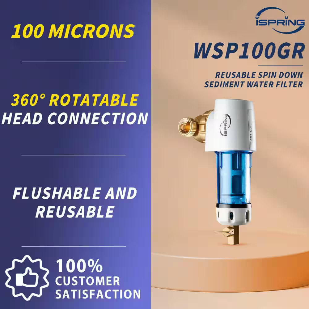 Reusable Spin down Sediment Water Filter 100 Micron with Scraper and 360 Head