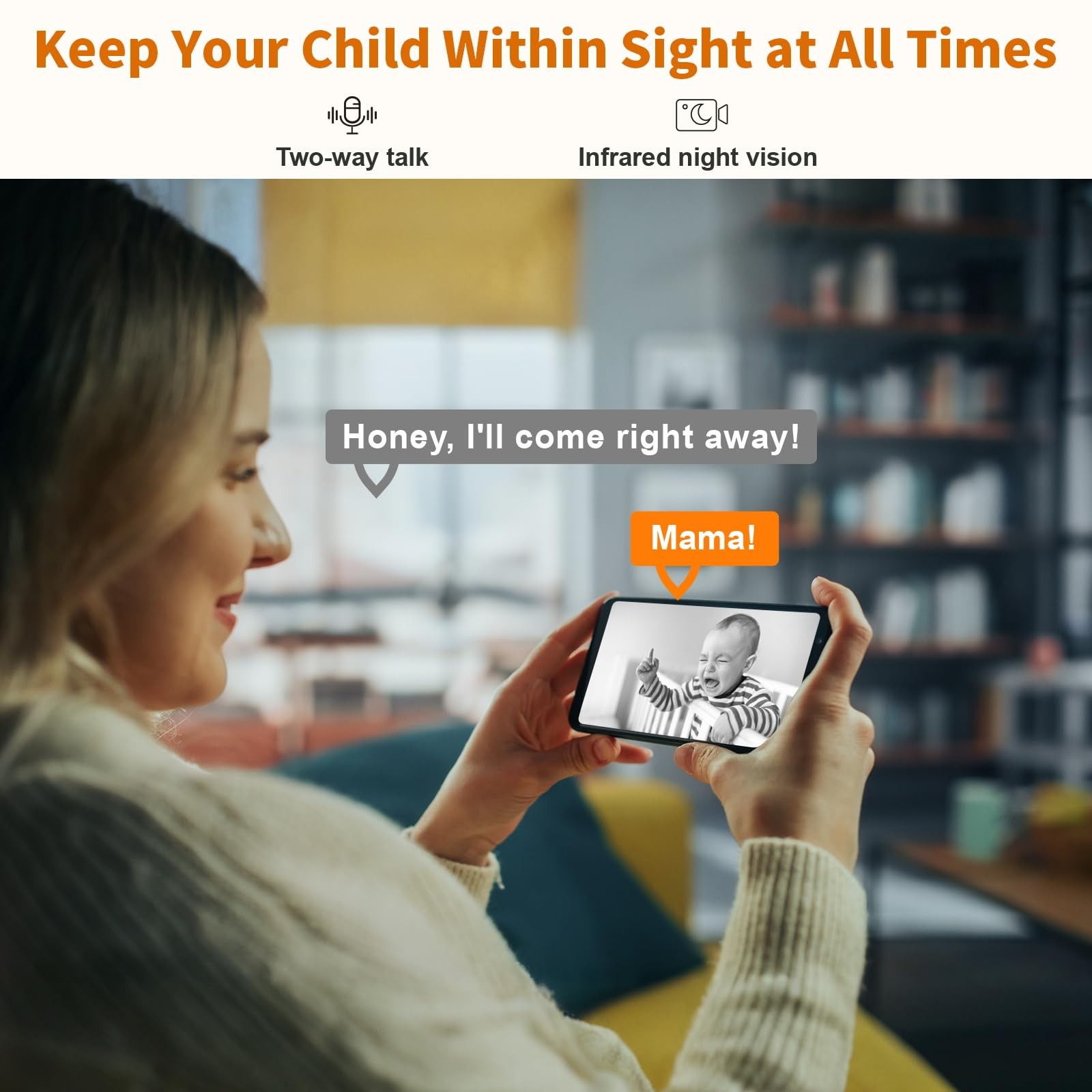 5G Indoor Camera for Home Security, 2K Security Camera, Small, Black