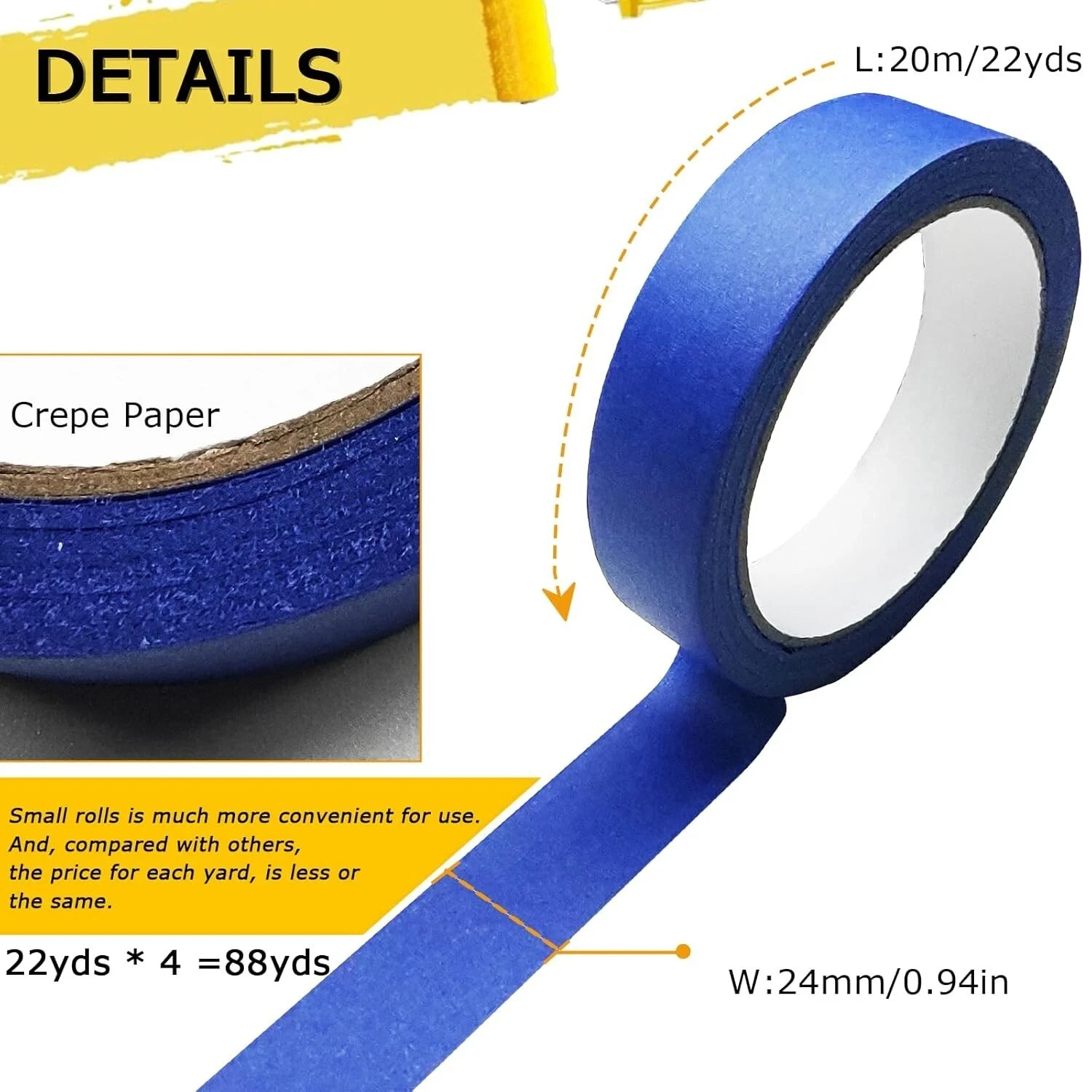 Automotive Masking Tape Blue Refinish Masking Tape Auto Body Paint Tape 4 Rolls