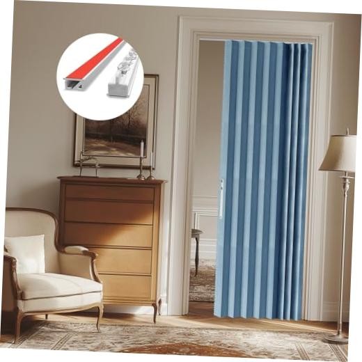 100% Blackout Accordion Door Closet Door Curtain 43"W x 79"L (Pack of 1) Blue