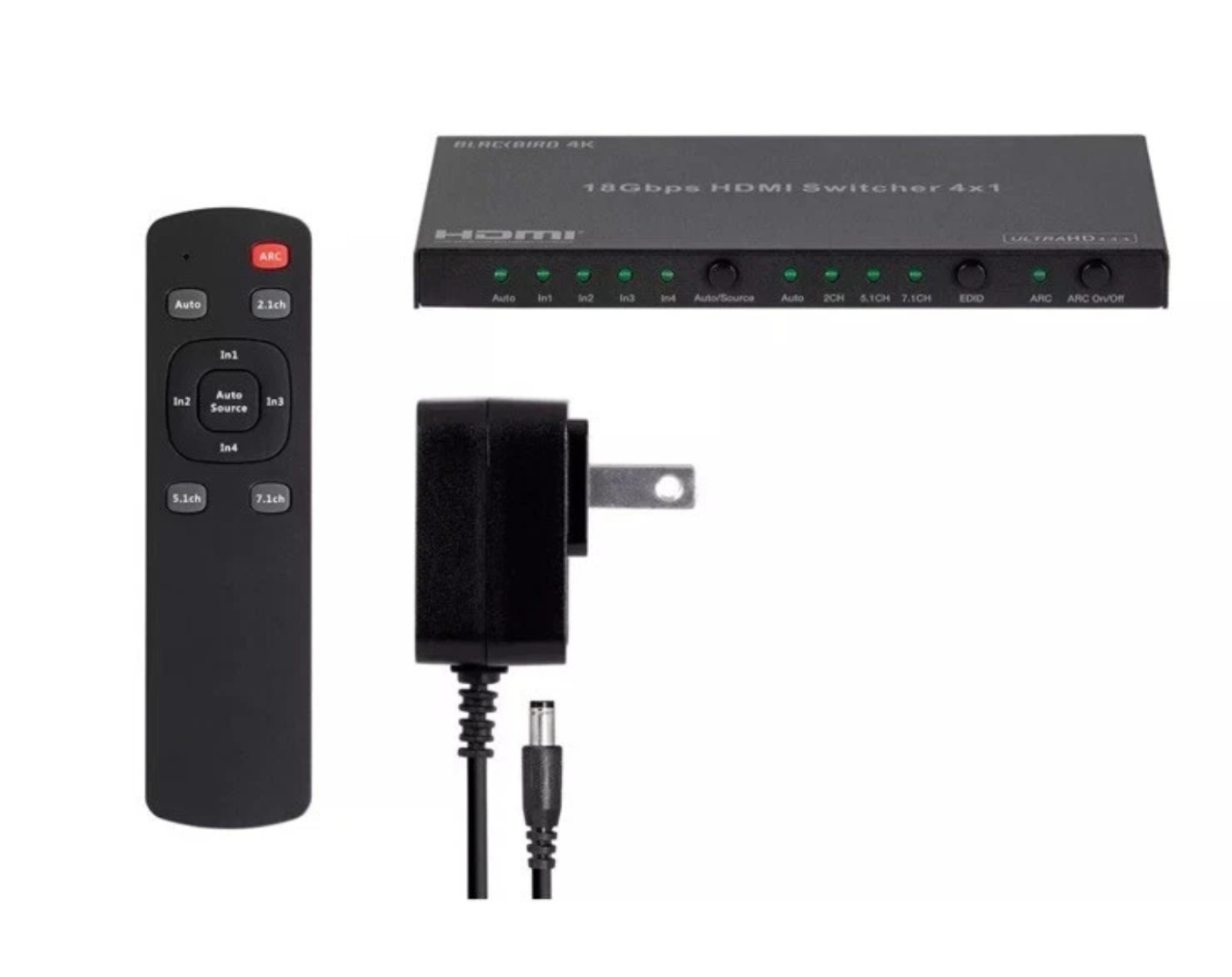 Monoprice Blackbird 4K HDMI Switch 4x1 HDR 18G 4K@60Hz 1080p@60Hz HDCP 2.2 ARC