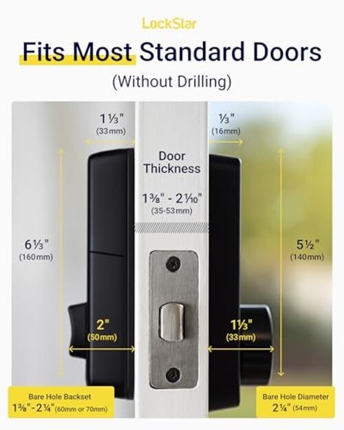 Smart Door Lock • Keyless Entry Deadbolt Door Lock • Multiple Entry Black