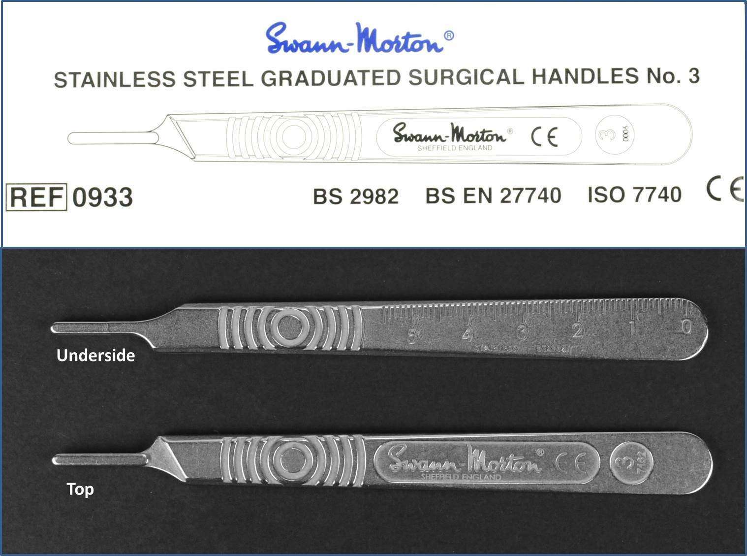 Genuine Swann Morton No.3 Scalpel Handle For 6 - 16 Autoclavable Surgical Blade