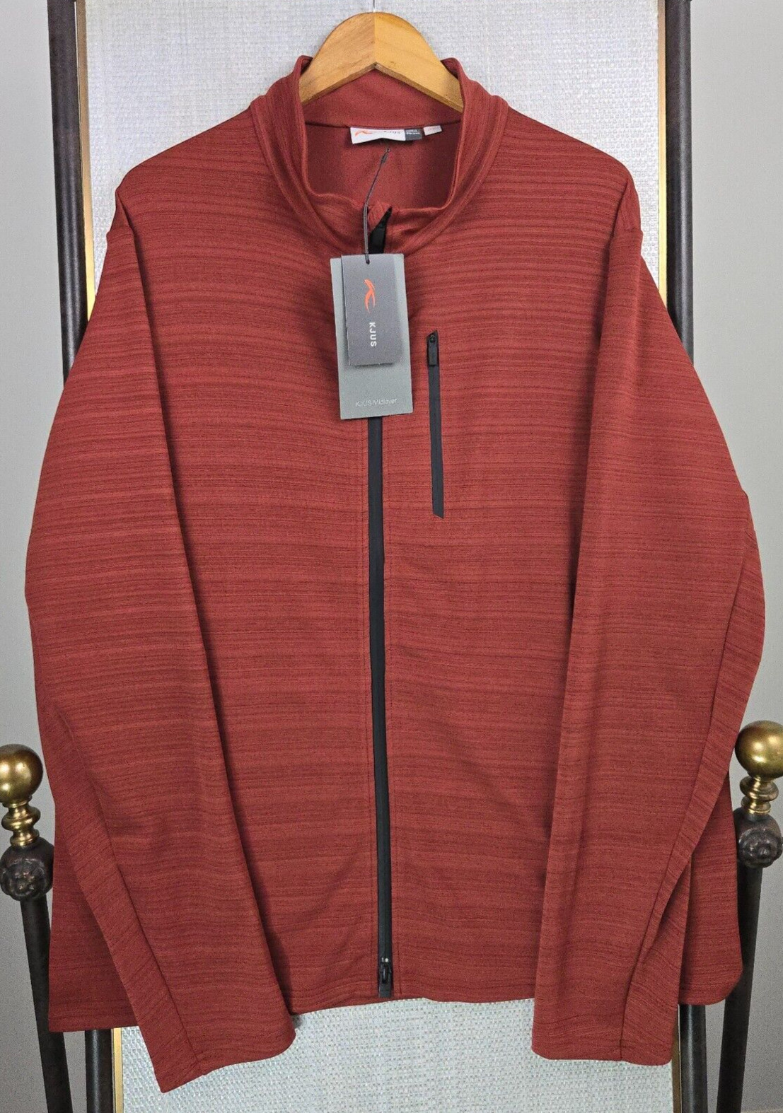 KJUS Full Zip Jacket Size 3XL NEW $279 Mens Performance Wicking Midlayer Rust