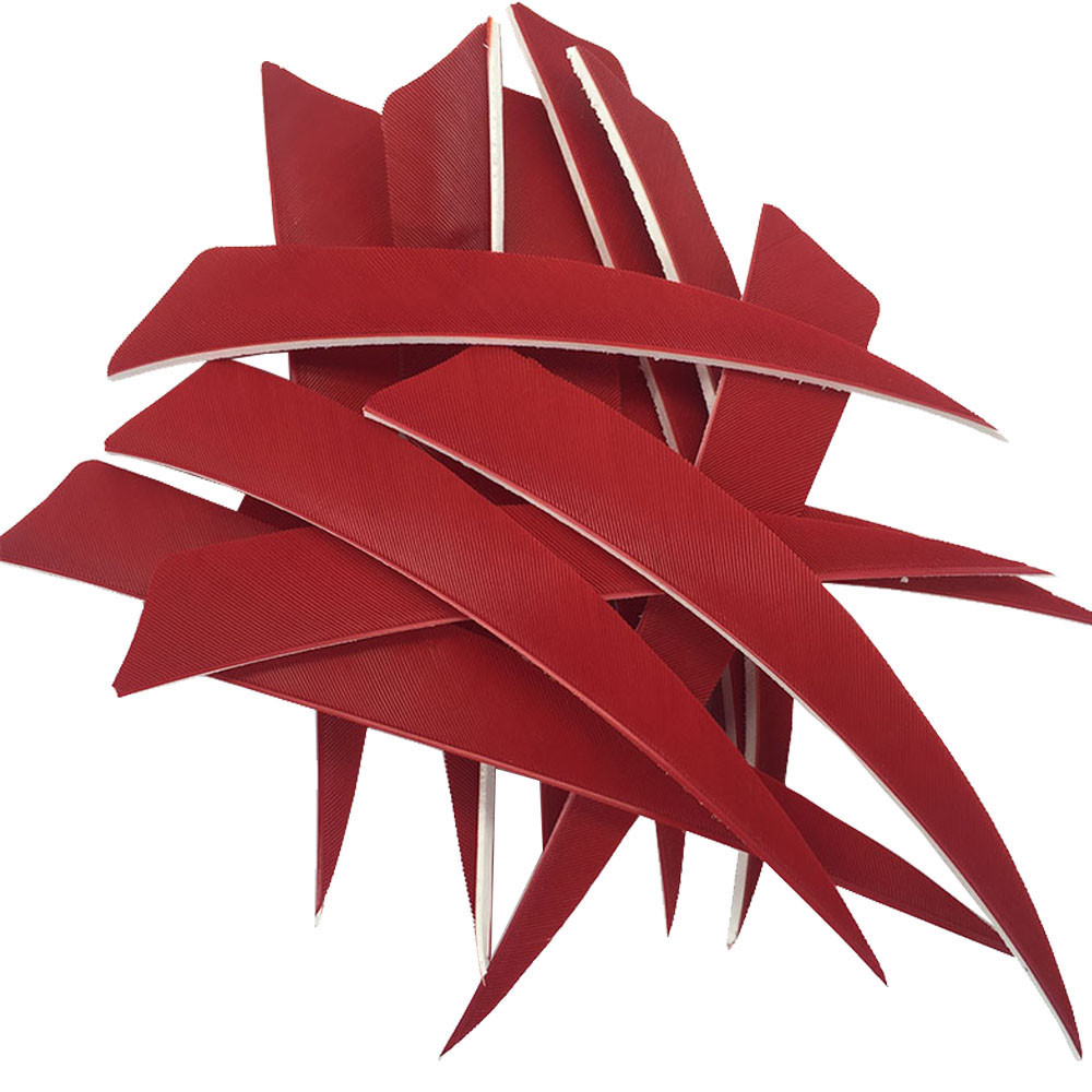 Archery Fletches 5inch Shield Cut Red Feather Fletching RW - 50PCS