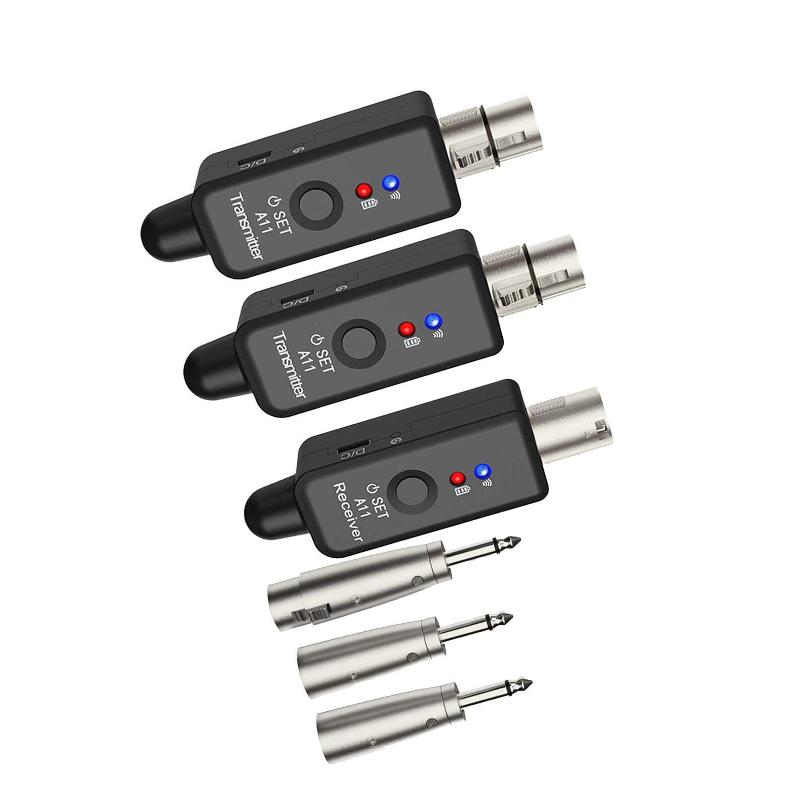 Wireless Microphone System XLR Transmitter Receiver Rechargeable Speaker Adapter