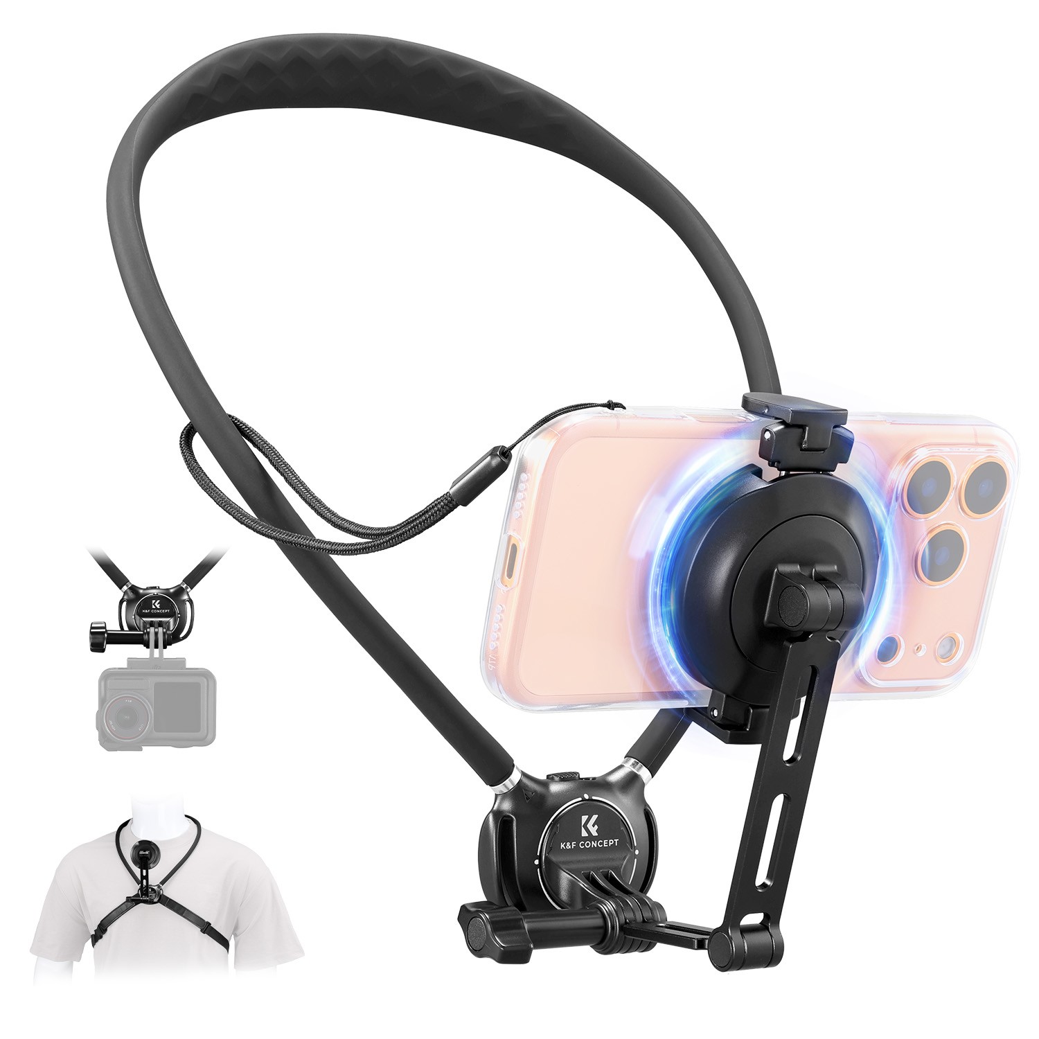 K&F CONCEPT Magnetic Phone Neck Holder fr iPhone 17/16/15/14/13/12 Android Phone