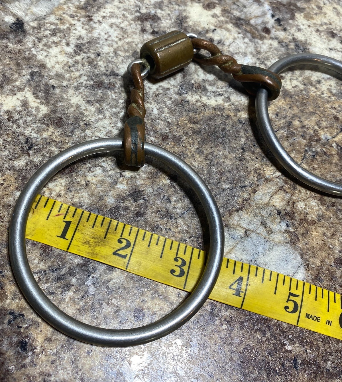 HORSE BIT - Center Roll 3pc Loose Ring Snaffle - copper twist / copper roller