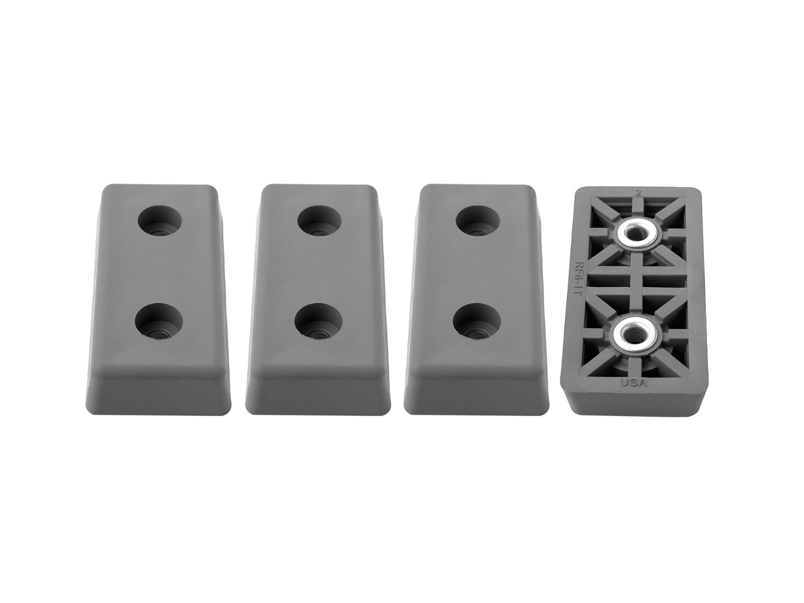 4 MEDIUM RECTANGLE GRAY RUBBER FEET - SOFAS, DESKS, CHAIRS, TABLES  - US MADE
