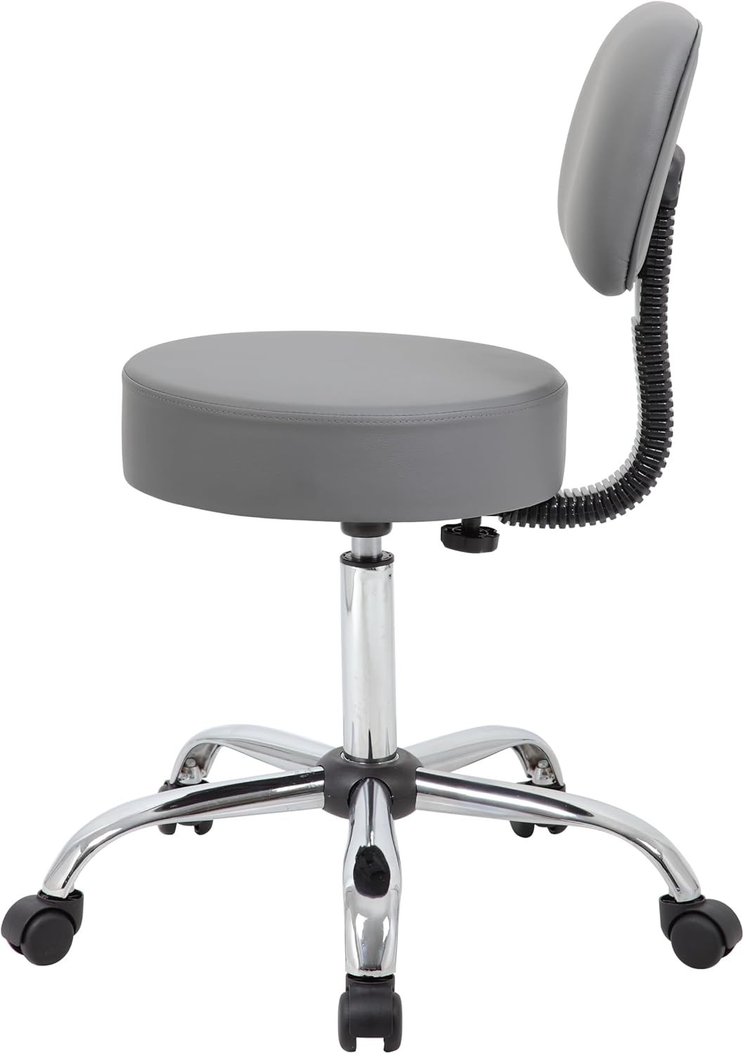Ergonomic Adjustable Drafting Stool with Back Cushion - Grey & Chrome Finish