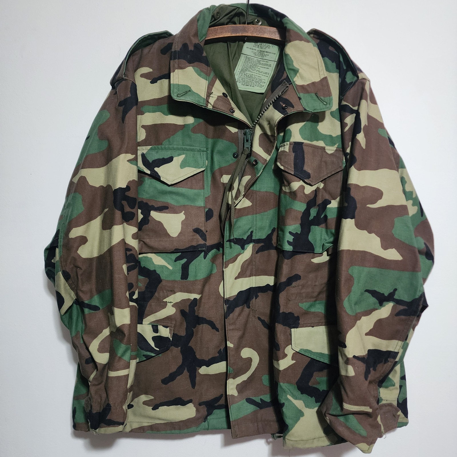 DEADSTOCK 1996 US Army M-65 Field Jacket XL Regular Woodland Camo NOS Golden Mfg